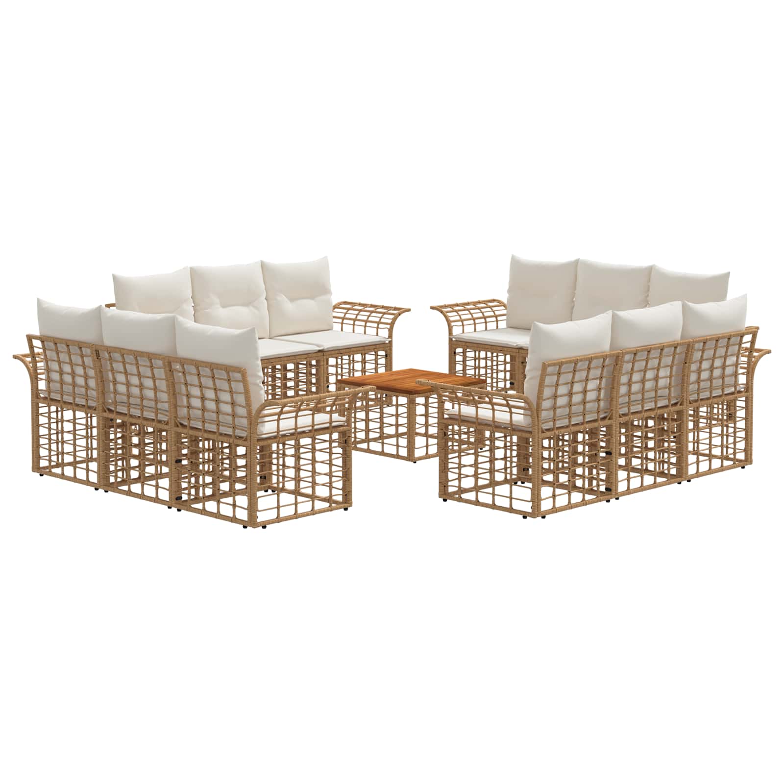 Buiten bankenset 13 pcs Natuurlijk en Crème Wit Polyester – afbeelding 2