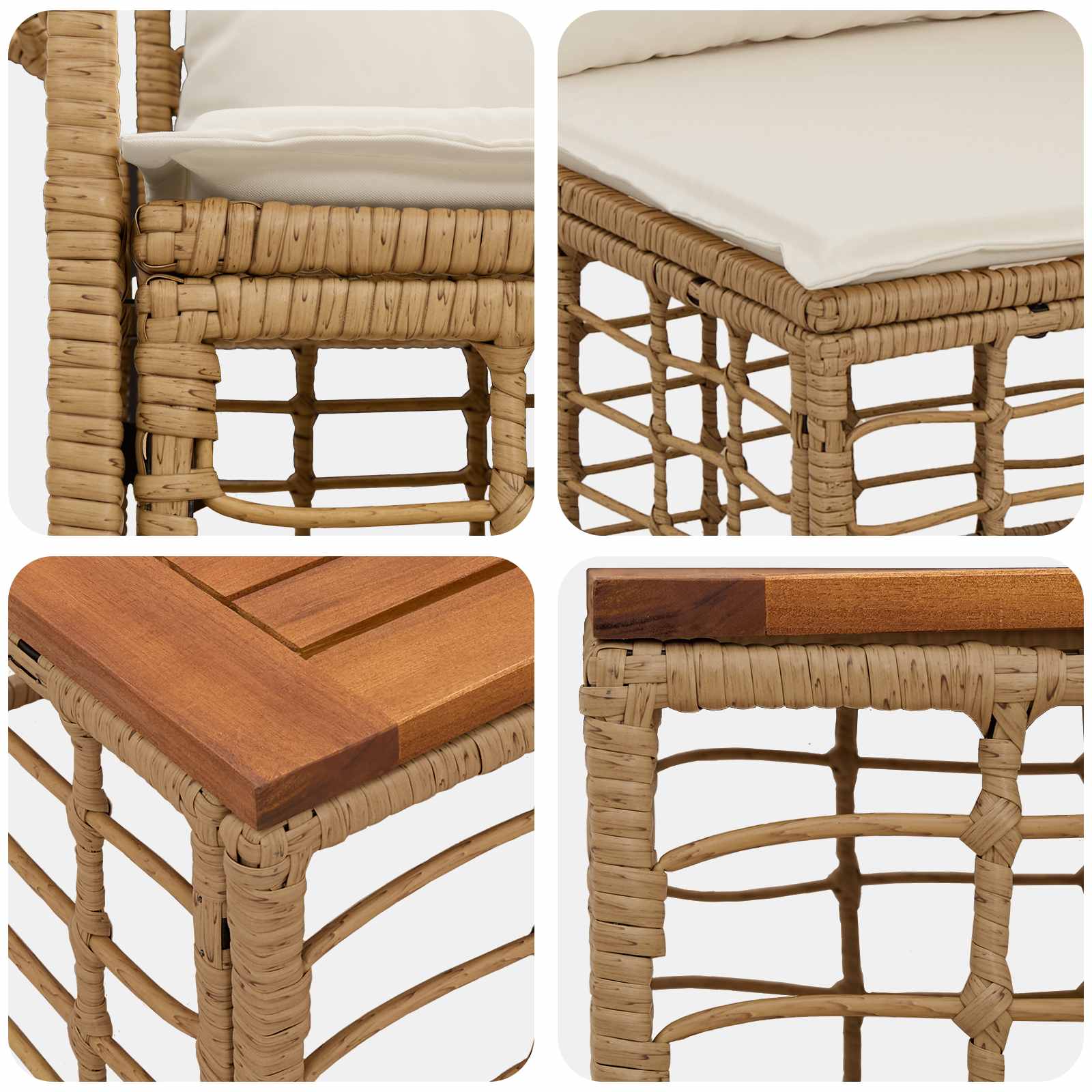 Buiten bankenset 13 pcs Natuurlijk en Crème Wit Polyester – afbeelding 7