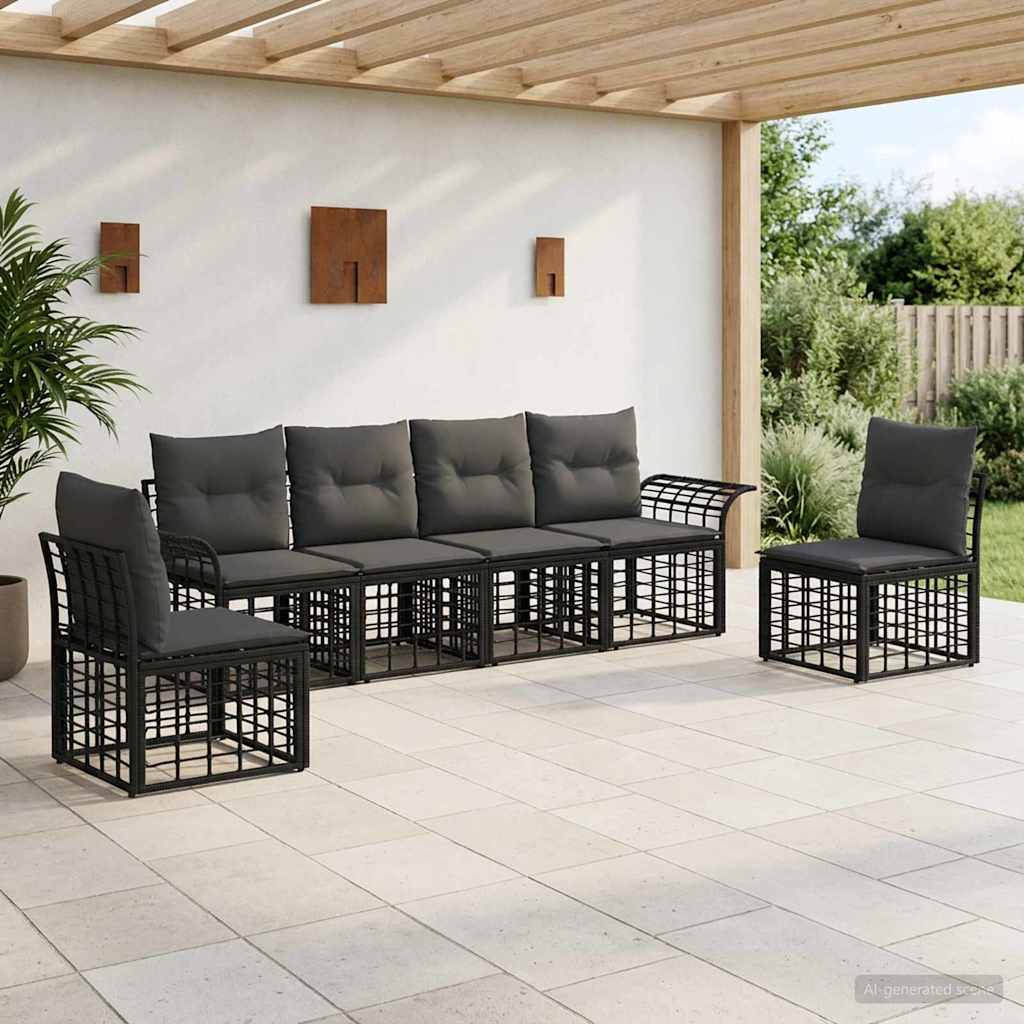Buiten bankenset 6 pcs Zwart en Donkergrijs Polyester – afbeelding 1