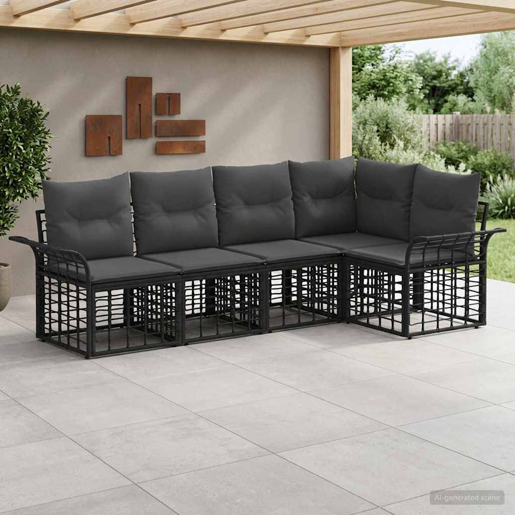 Buiten bankenset 5 pcs Zwart en Donkergrijs Polyester – afbeelding 1