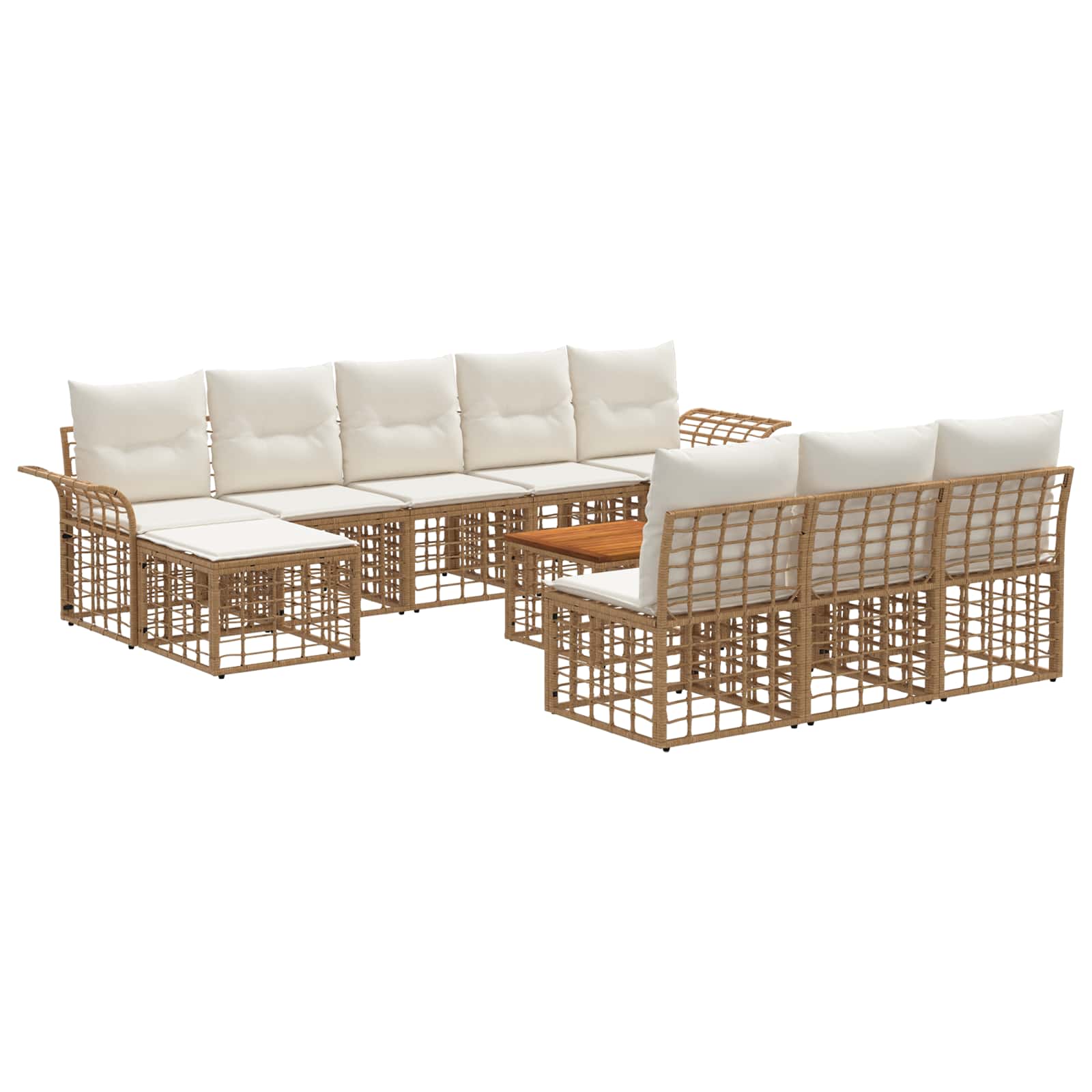 Buiten bankenset 11 pcs Natuurlijk en Crème Wit Polyester – afbeelding 2