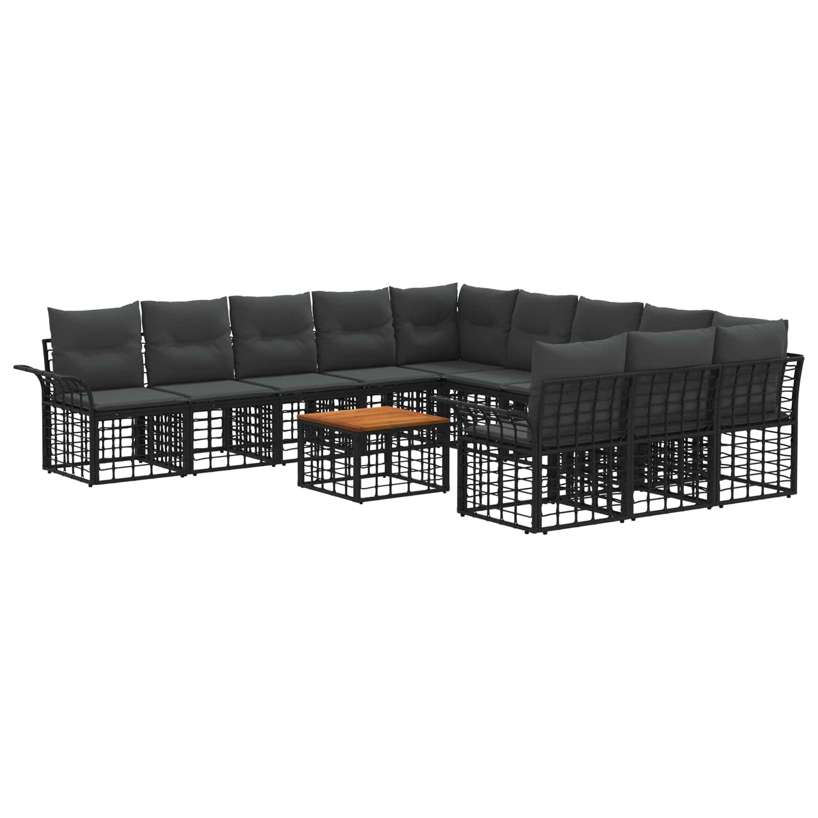 Buiten bankenset 12 pcs Zwart en Donkergrijs Polyester – afbeelding 2