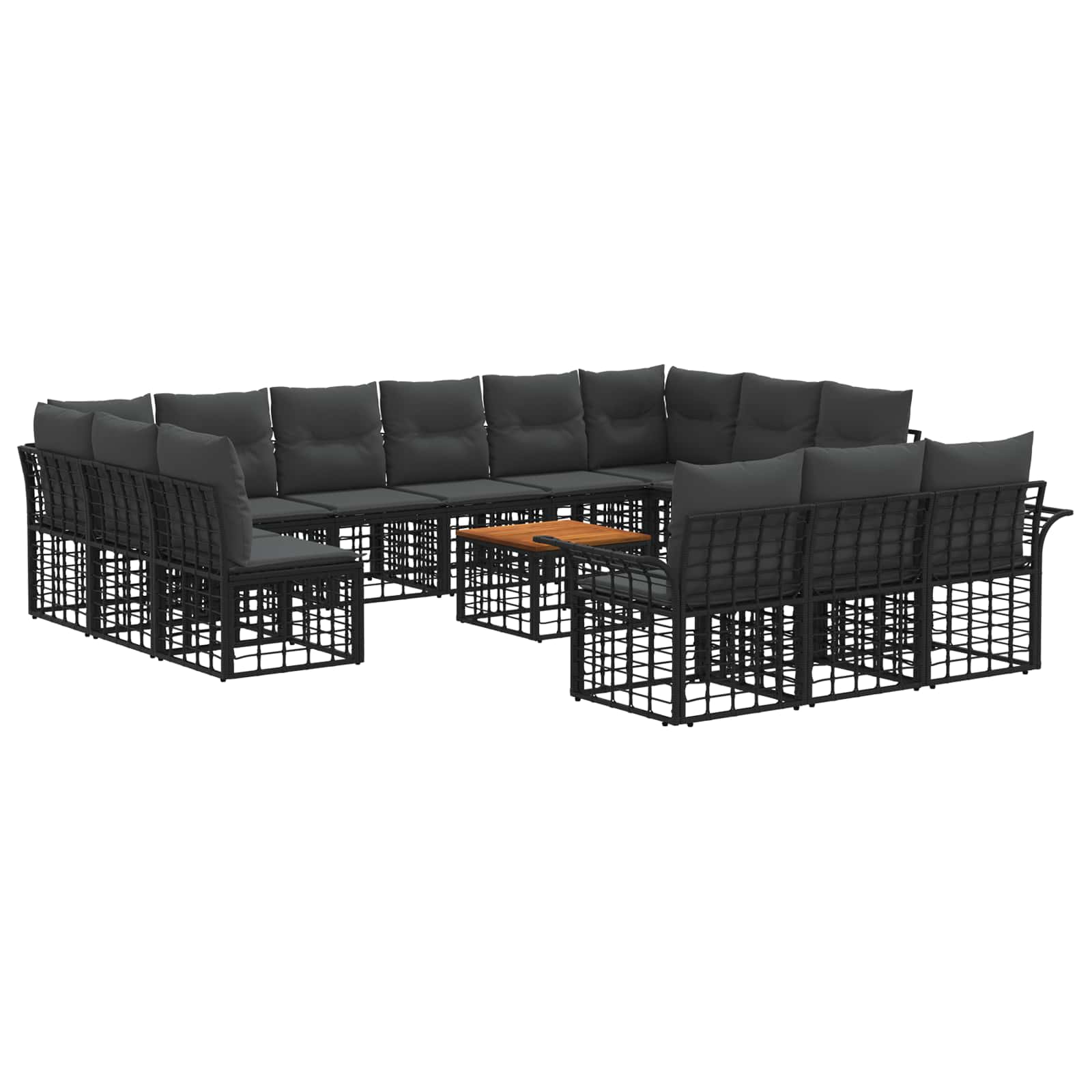 Buiten bankenset 14 pcs Zwart en Donkergrijs Polyester – afbeelding 2