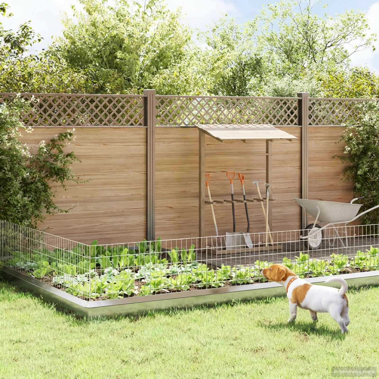 Tuin omheining met palen 48 pcs 55 x 50 cm Mesh Zilverkleurig – afbeelding 1