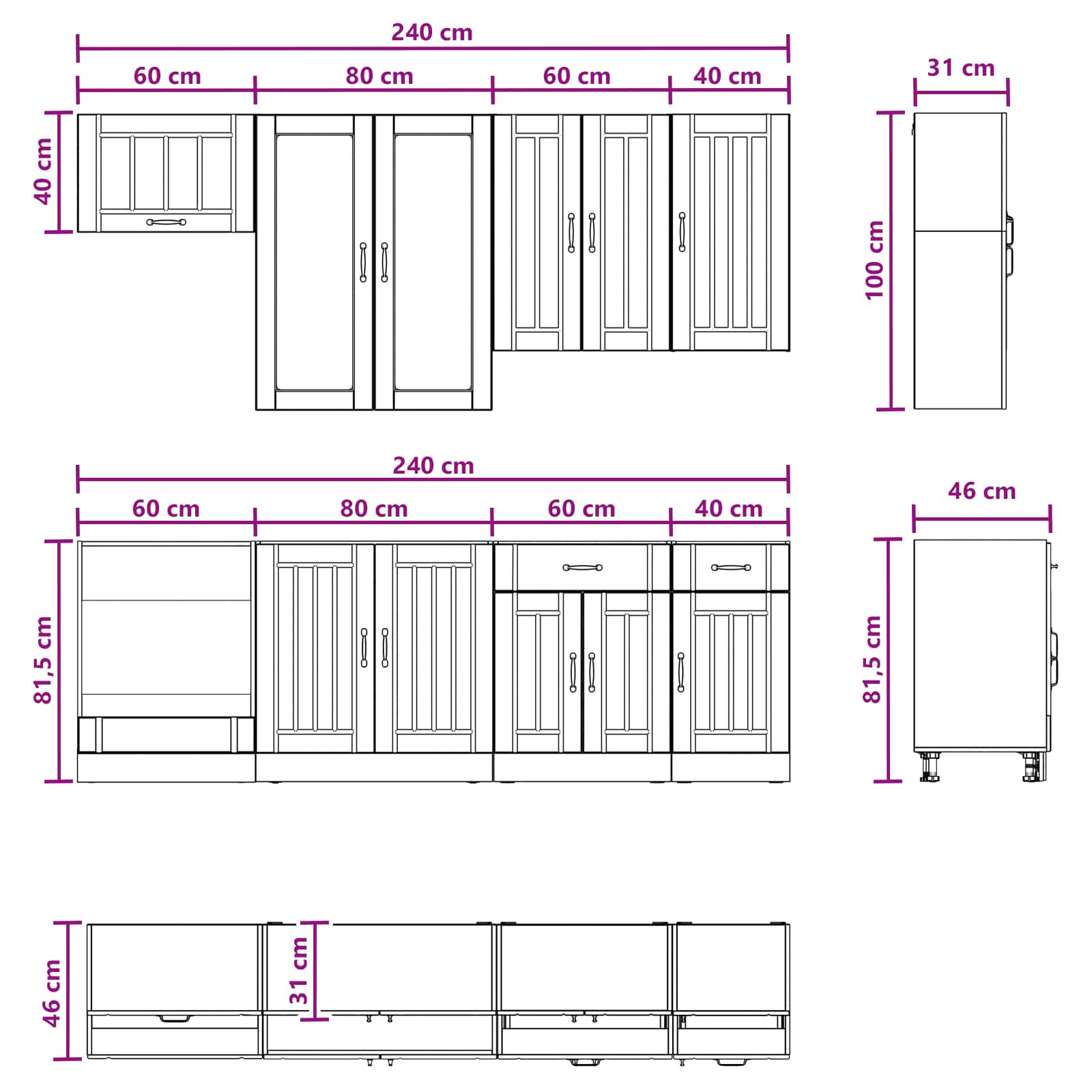 Keukenblok LUCCA 8 pcs Wit Bewerkt hout – afbeelding 8