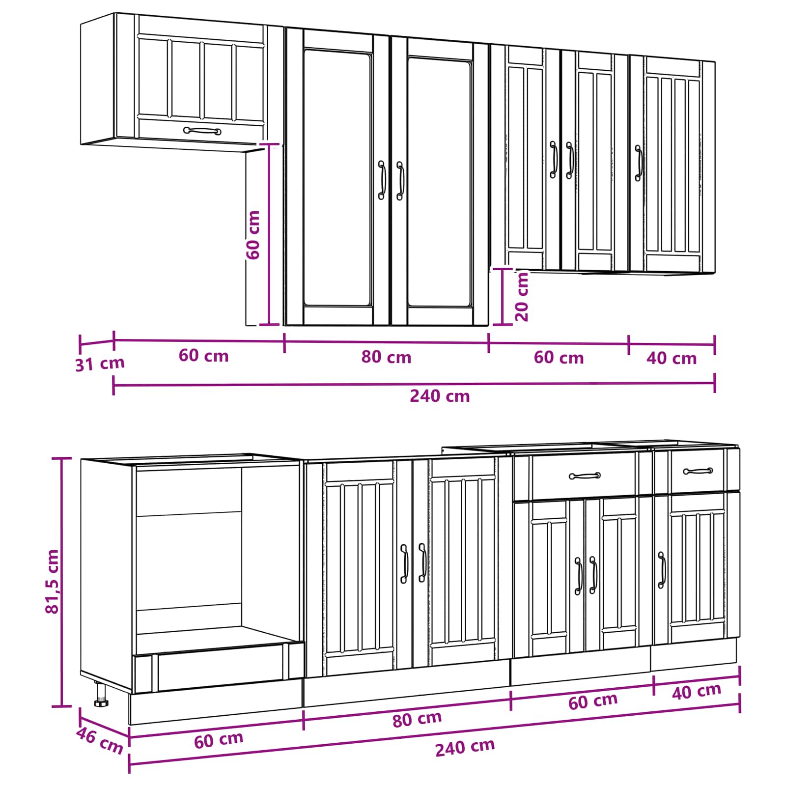 Keukenblok LUCCA 8 pcs Wit Bewerkt hout – afbeelding 9