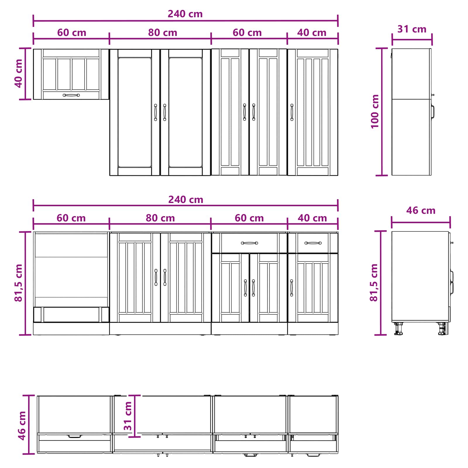 Keukenblok LUCCA 8 pcs Wit Bewerkt hout – afbeelding 8