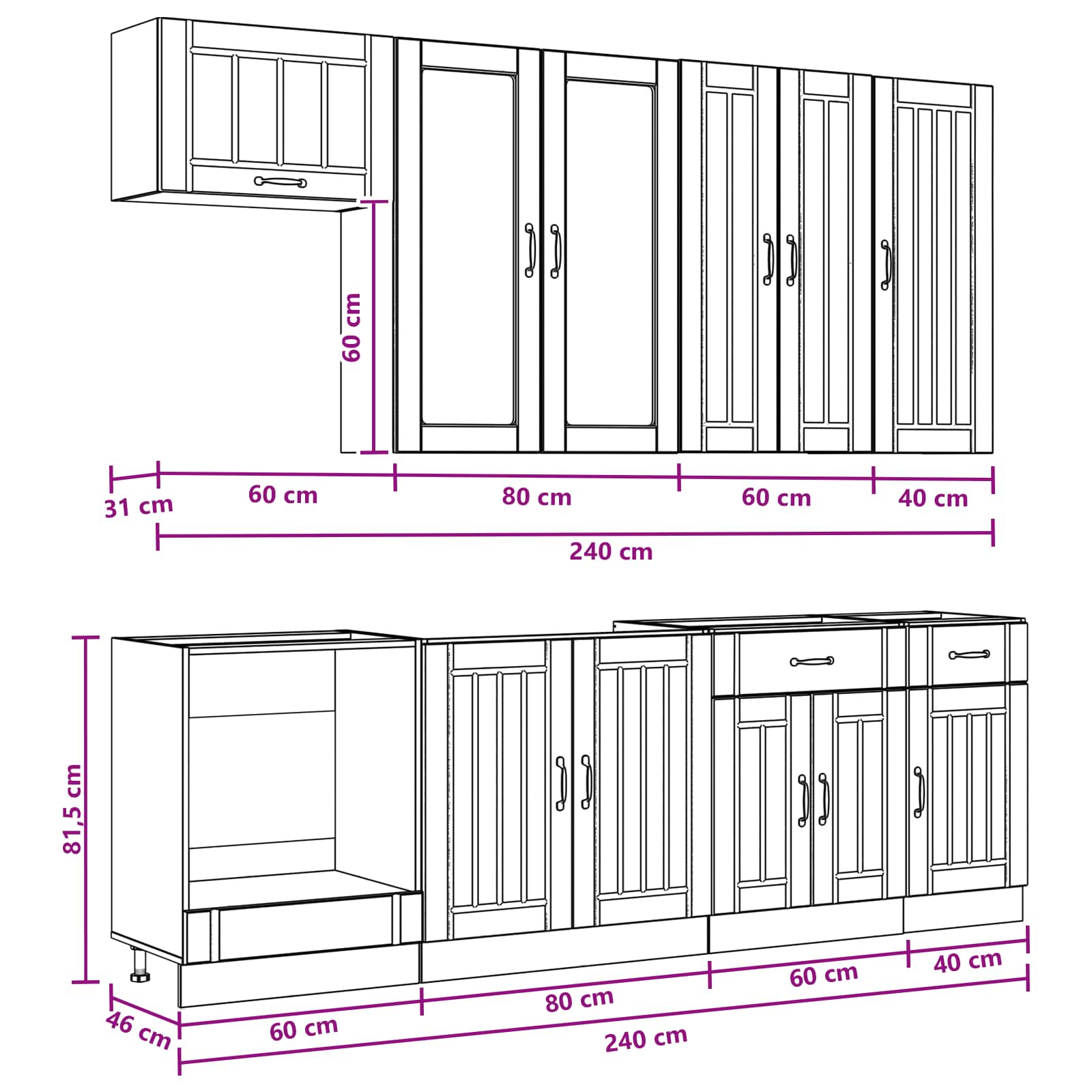 Keukenblok LUCCA 8 pcs Wit Bewerkt hout – afbeelding 9