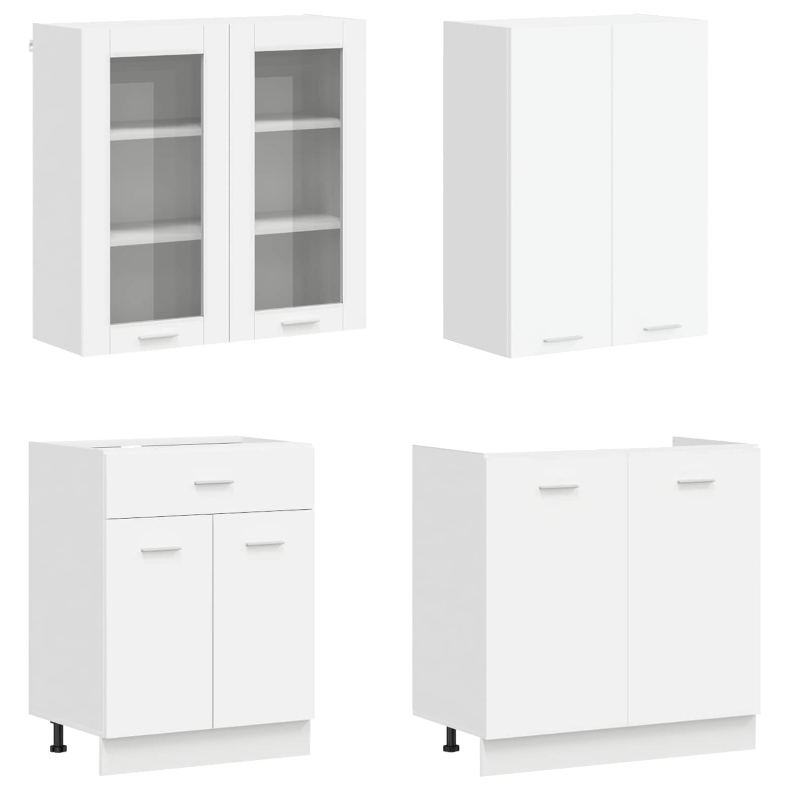 Keukenblok LYON 8 pcs Wit Bewerkt hout – afbeelding 3