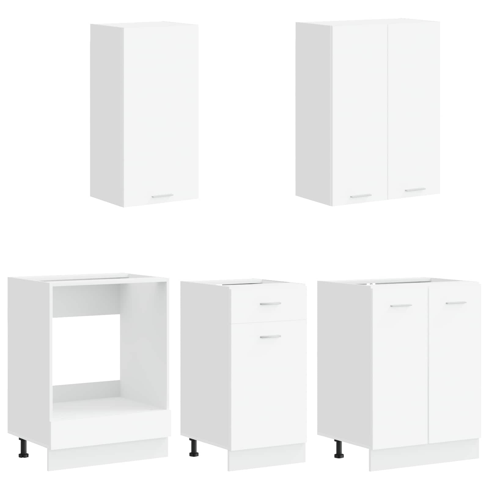 Keukenblok LYON 5 pcs Wit Bewerkt hout – afbeelding 3