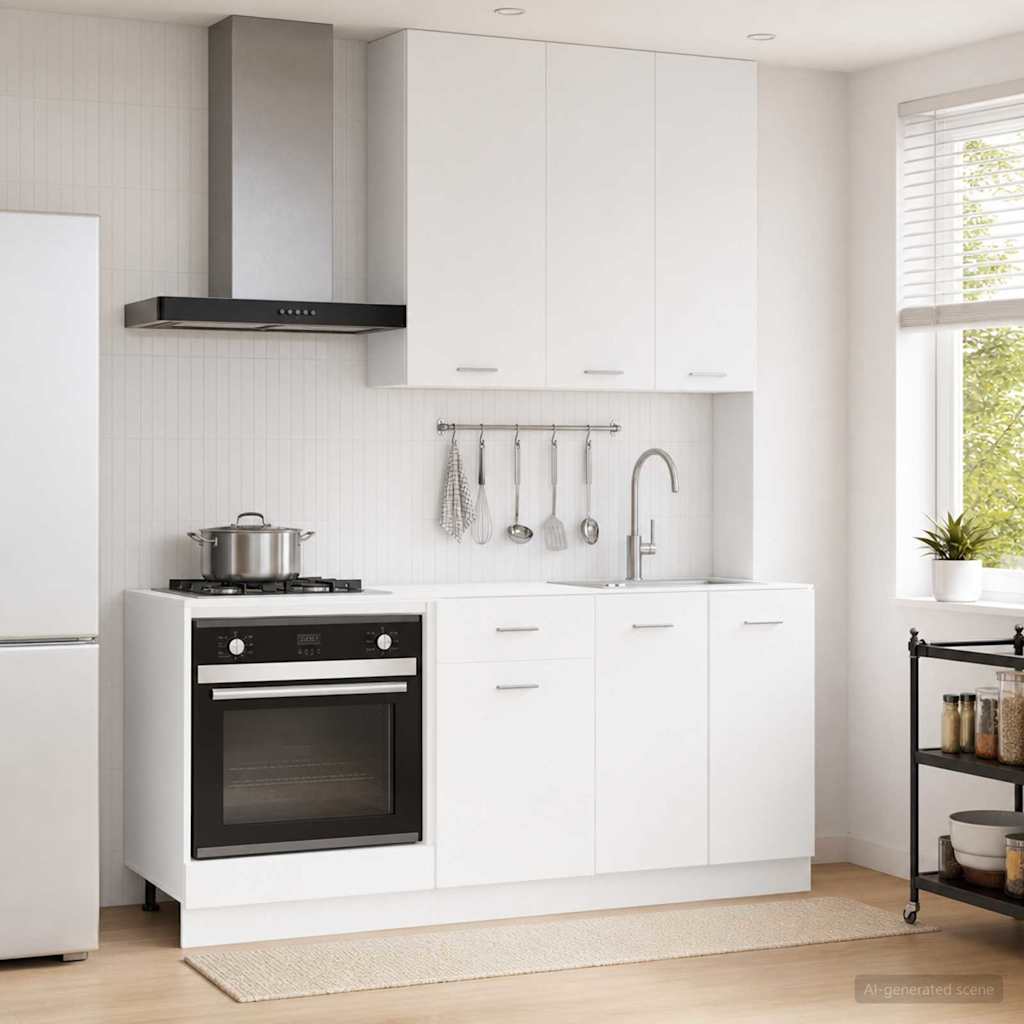 Keukenblok LYON 5 pcs Wit Bewerkt hout