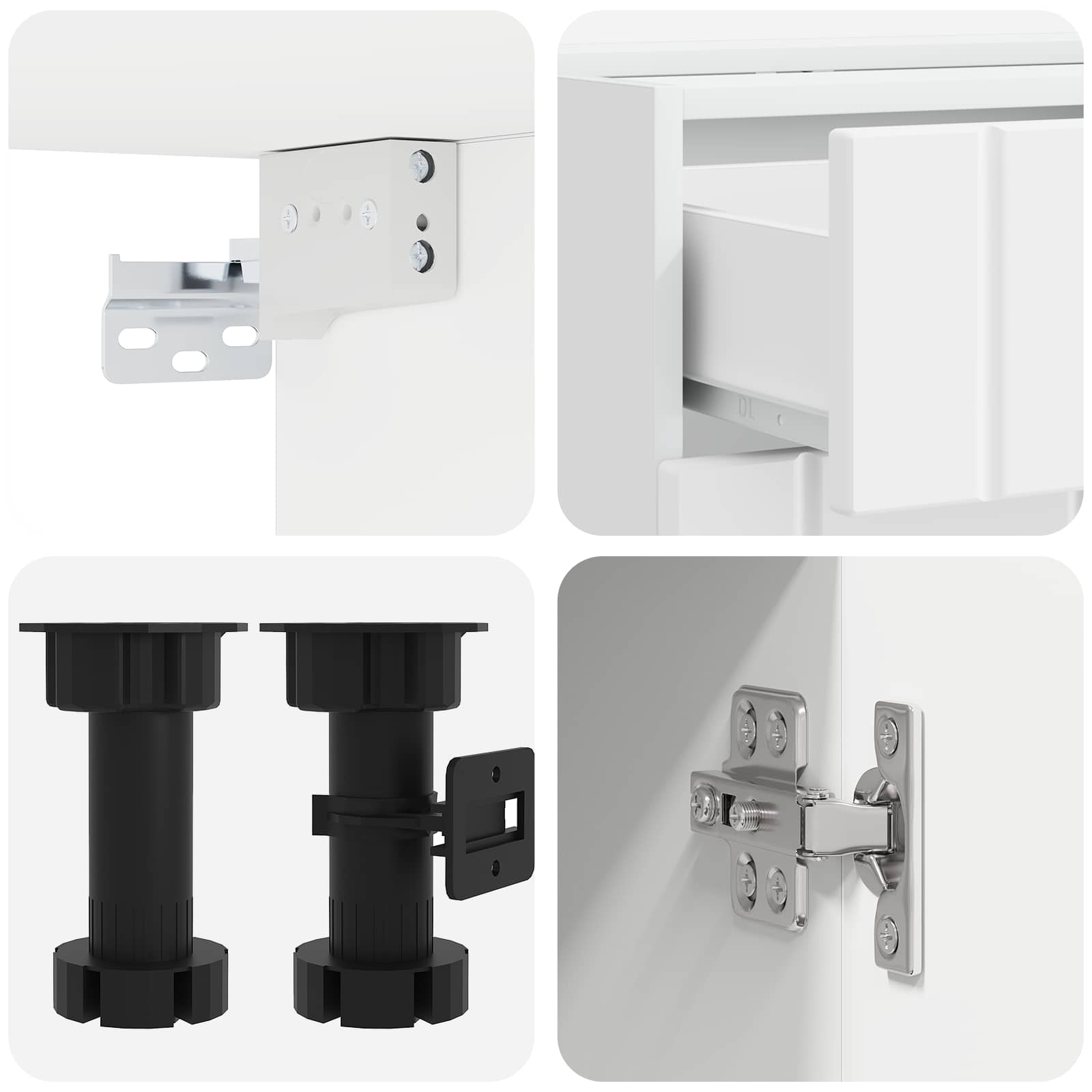 Keukenblok LUCCA 4 pcs Wit Bewerkt hout – afbeelding 4