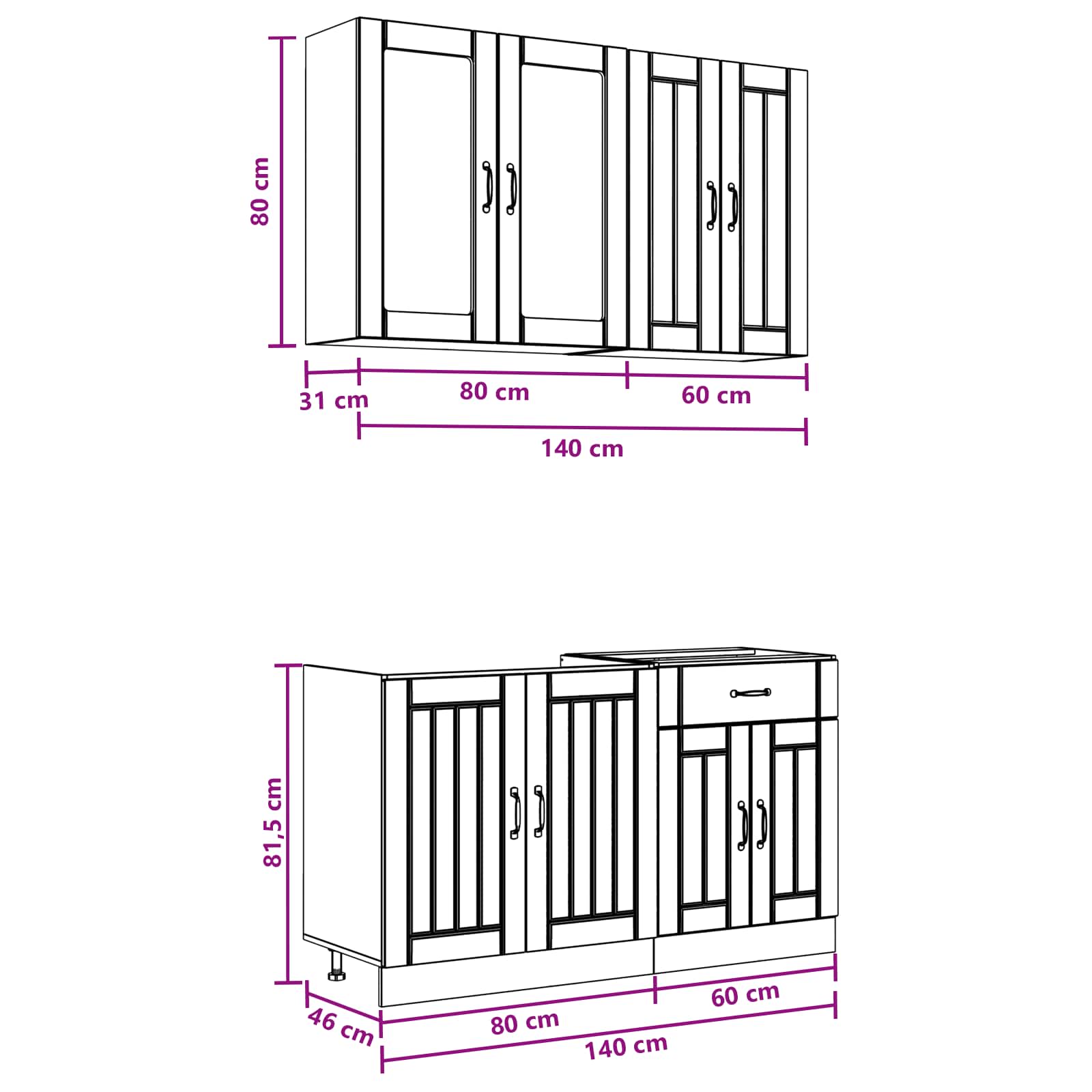 Keukenblok LUCCA 4 pcs Wit Bewerkt hout – afbeelding 7