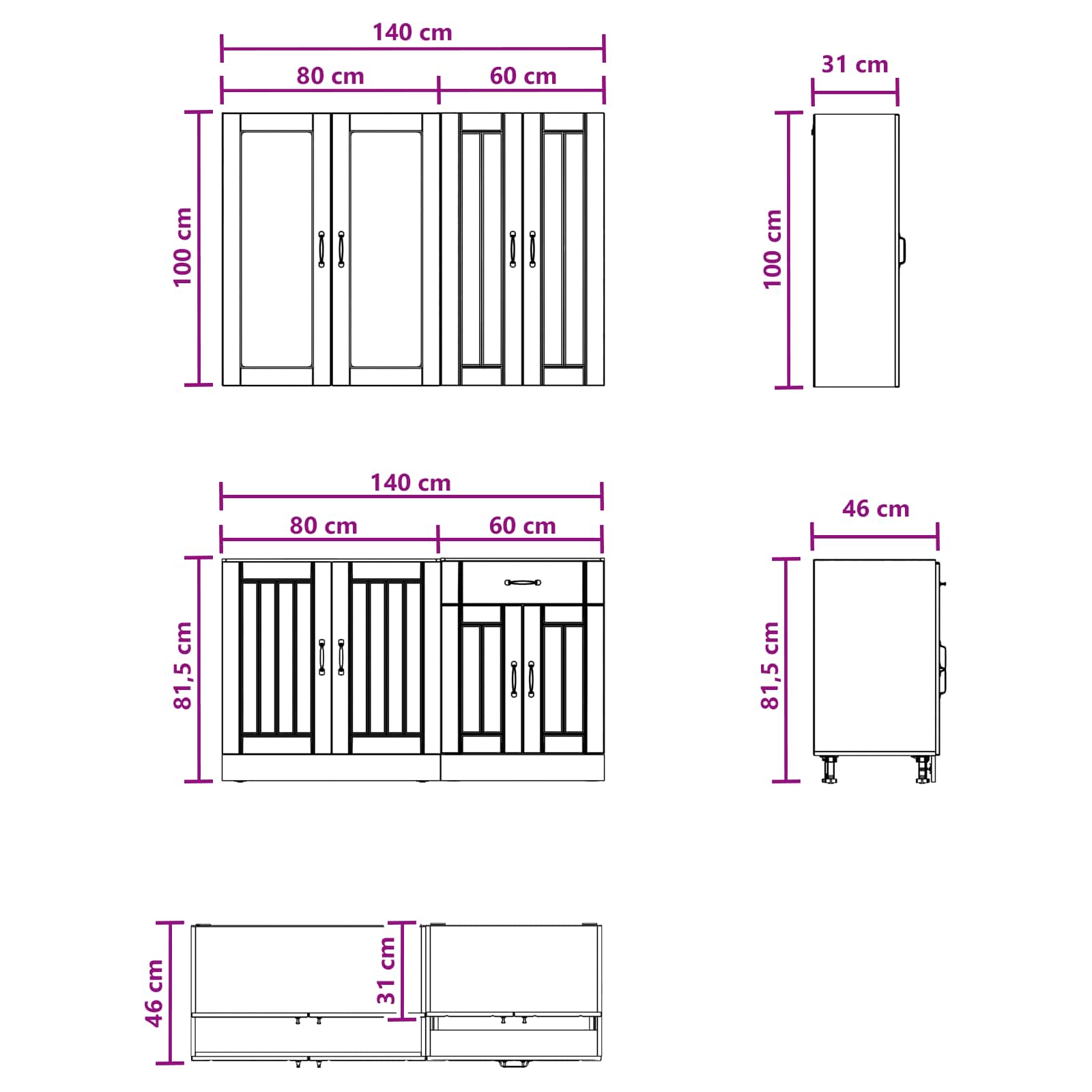 Keukenblok LUCCA 4 pcs Wit Bewerkt hout – afbeelding 6