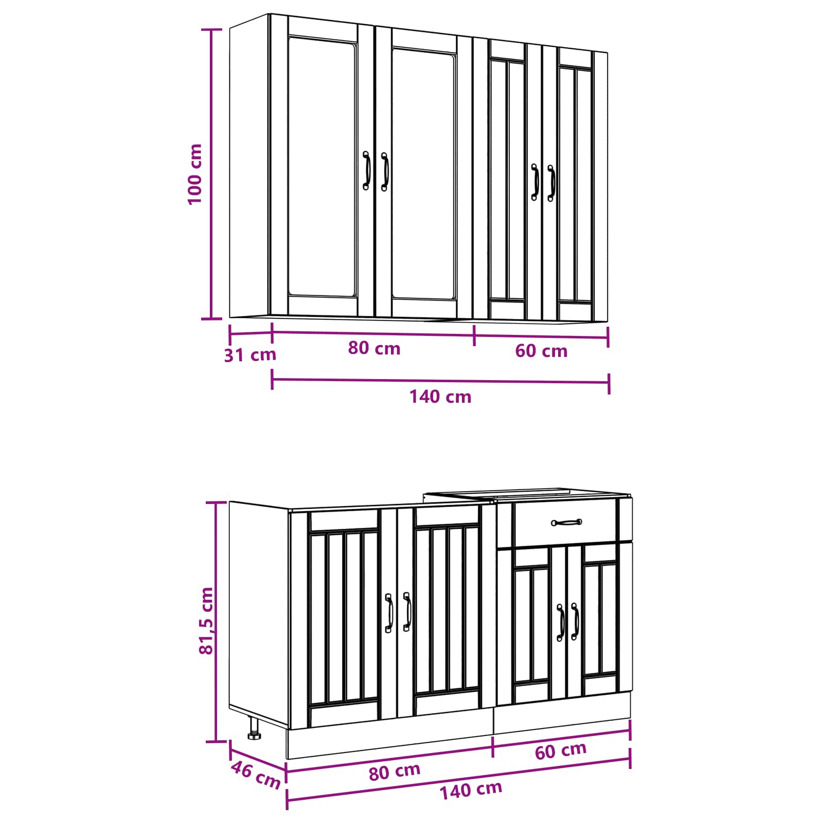 Keukenblok LUCCA 4 pcs Wit Bewerkt hout – afbeelding 7