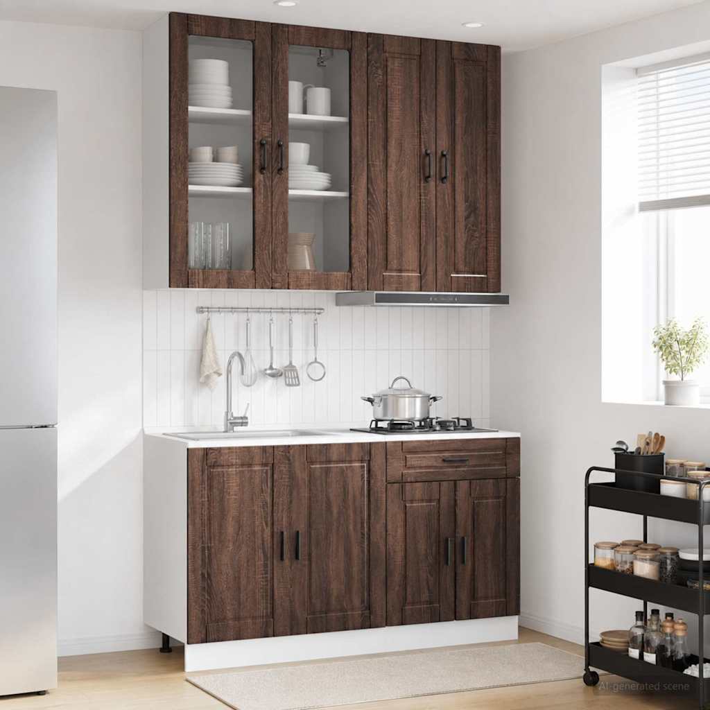 Keukenblok PORTO 4 pcs Bruin eiken Bewerkt hout