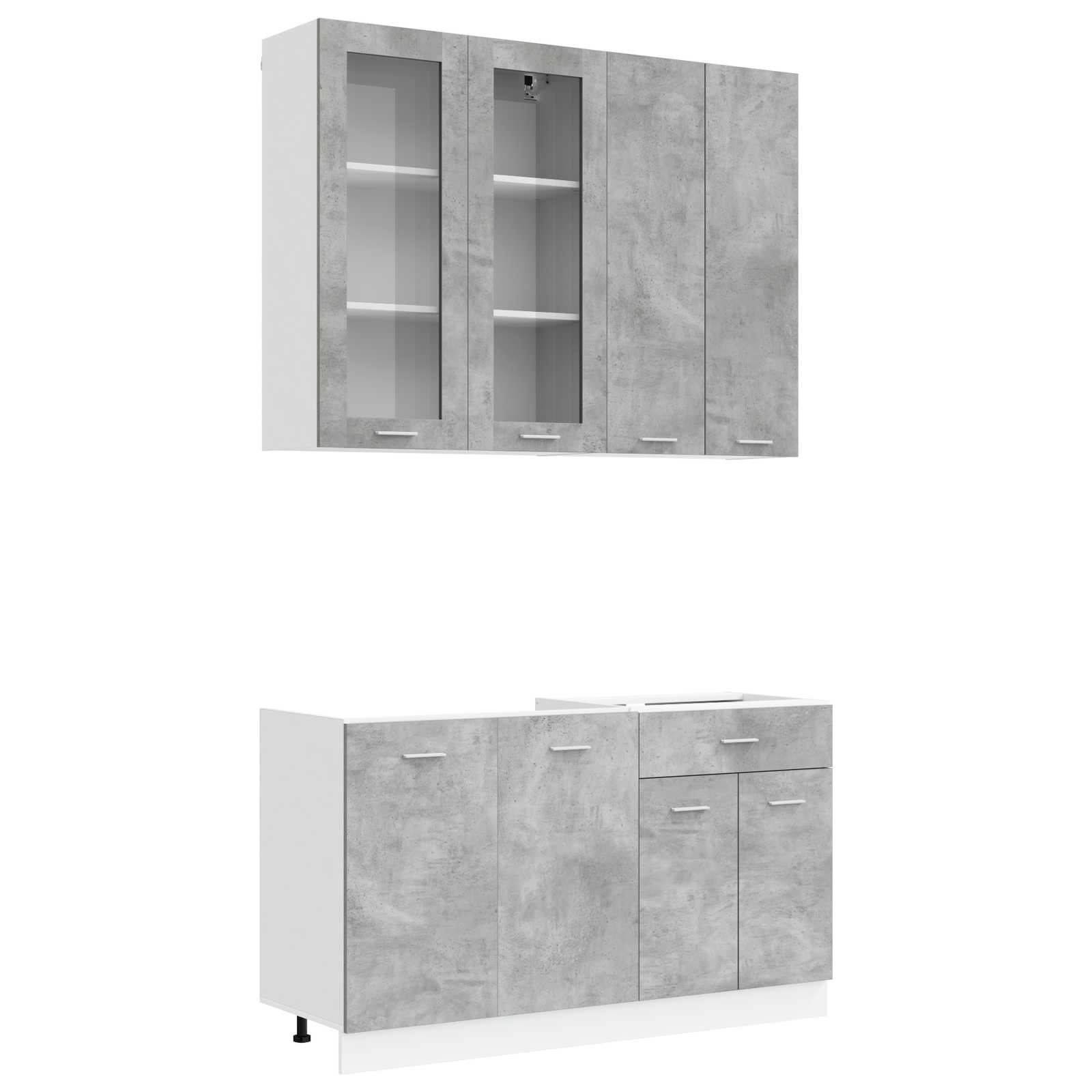 Keukenblok LYON 4 pcs Betongrijs Bewerkt hout – afbeelding 2
