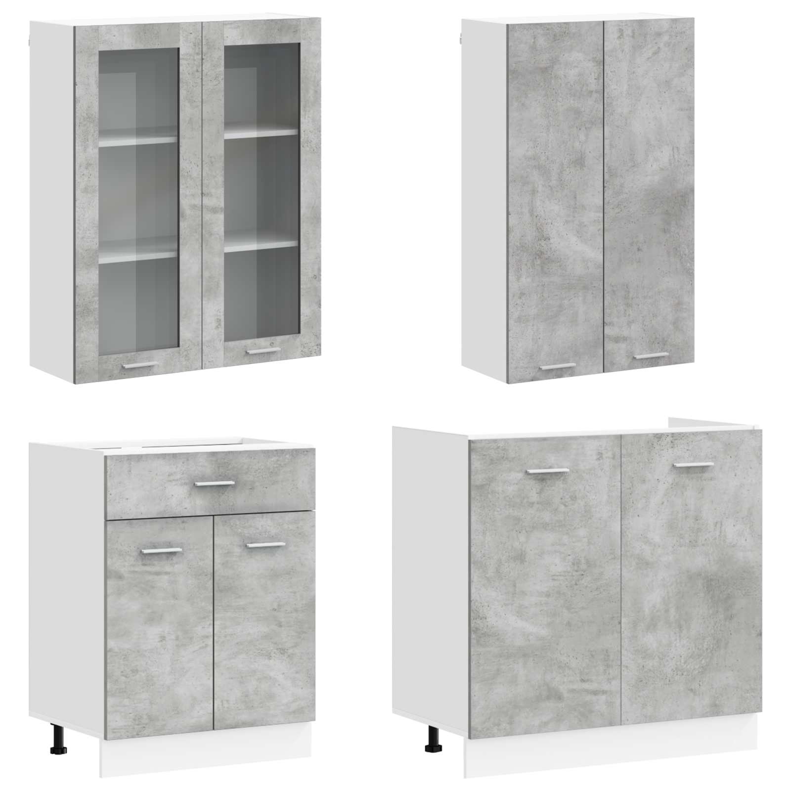 Keukenblok LYON 4 pcs Betongrijs Bewerkt hout – afbeelding 3