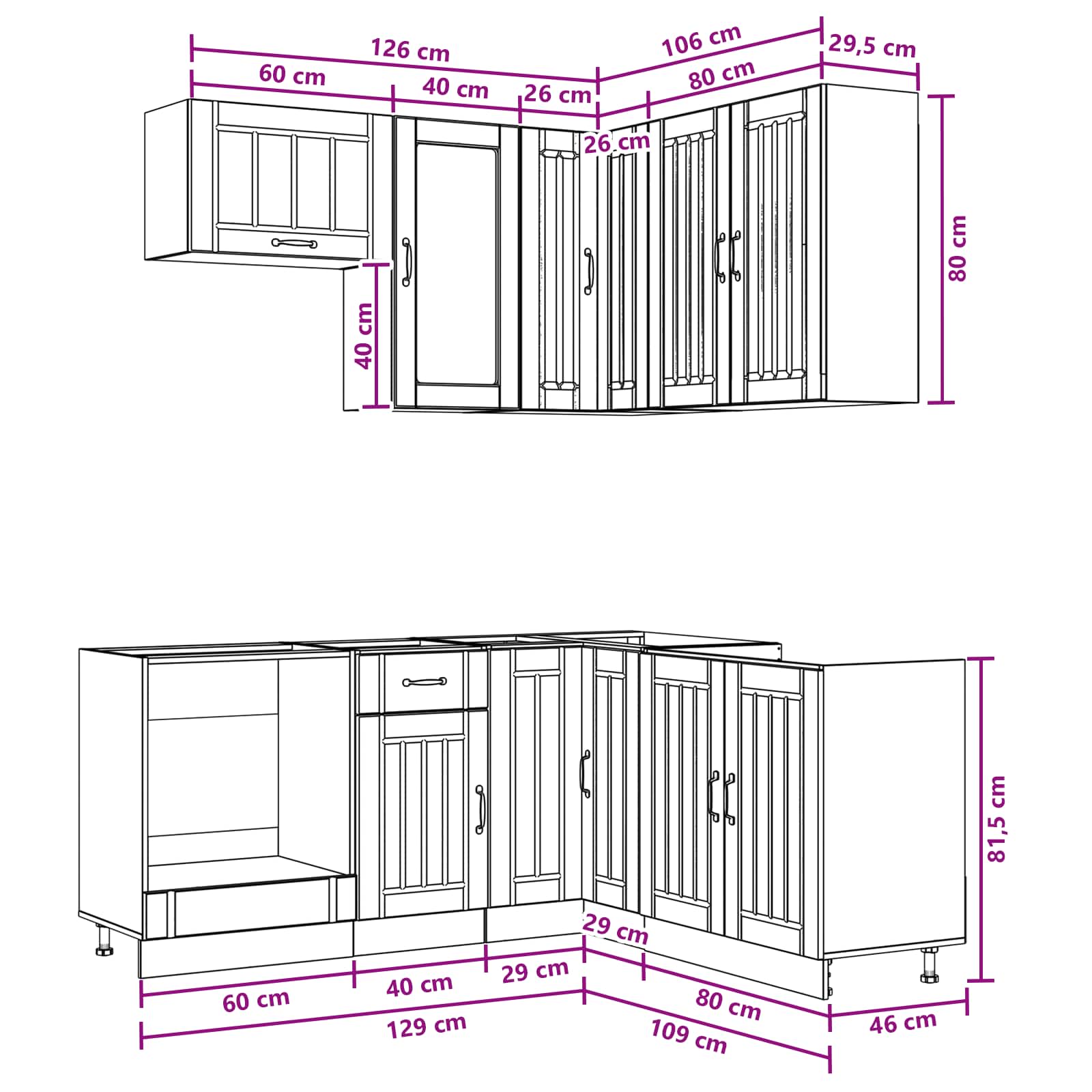 Keukenblok LUCCA 8 pcs Wit Bewerkt hout – afbeelding 10