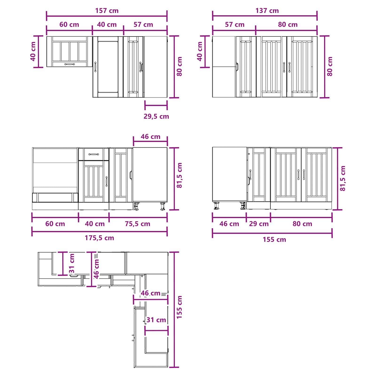 Keukenblok LUCCA 8 pcs Wit Bewerkt hout – afbeelding 9