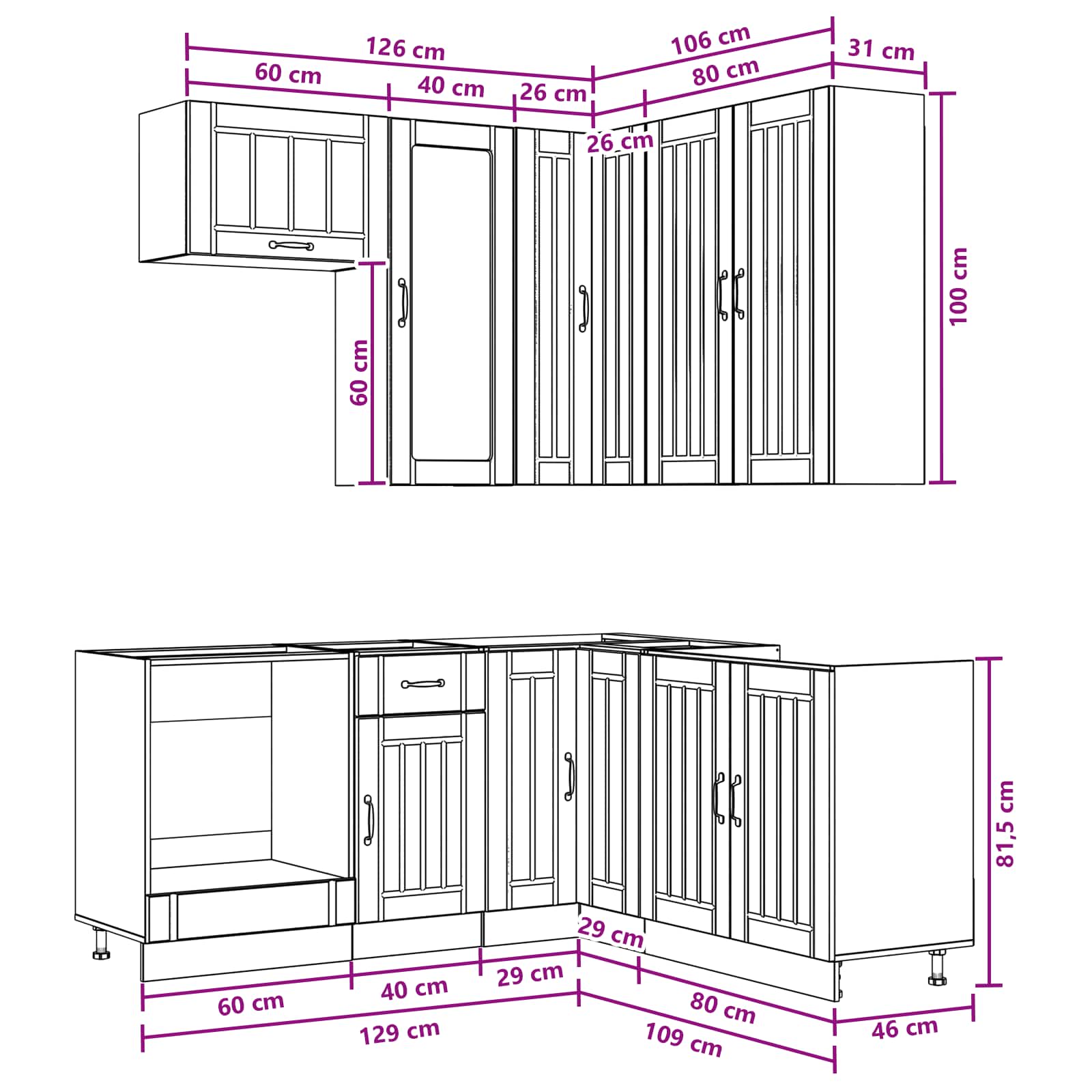 Keukenblok LUCCA 8 pcs Wit Bewerkt hout – afbeelding 10