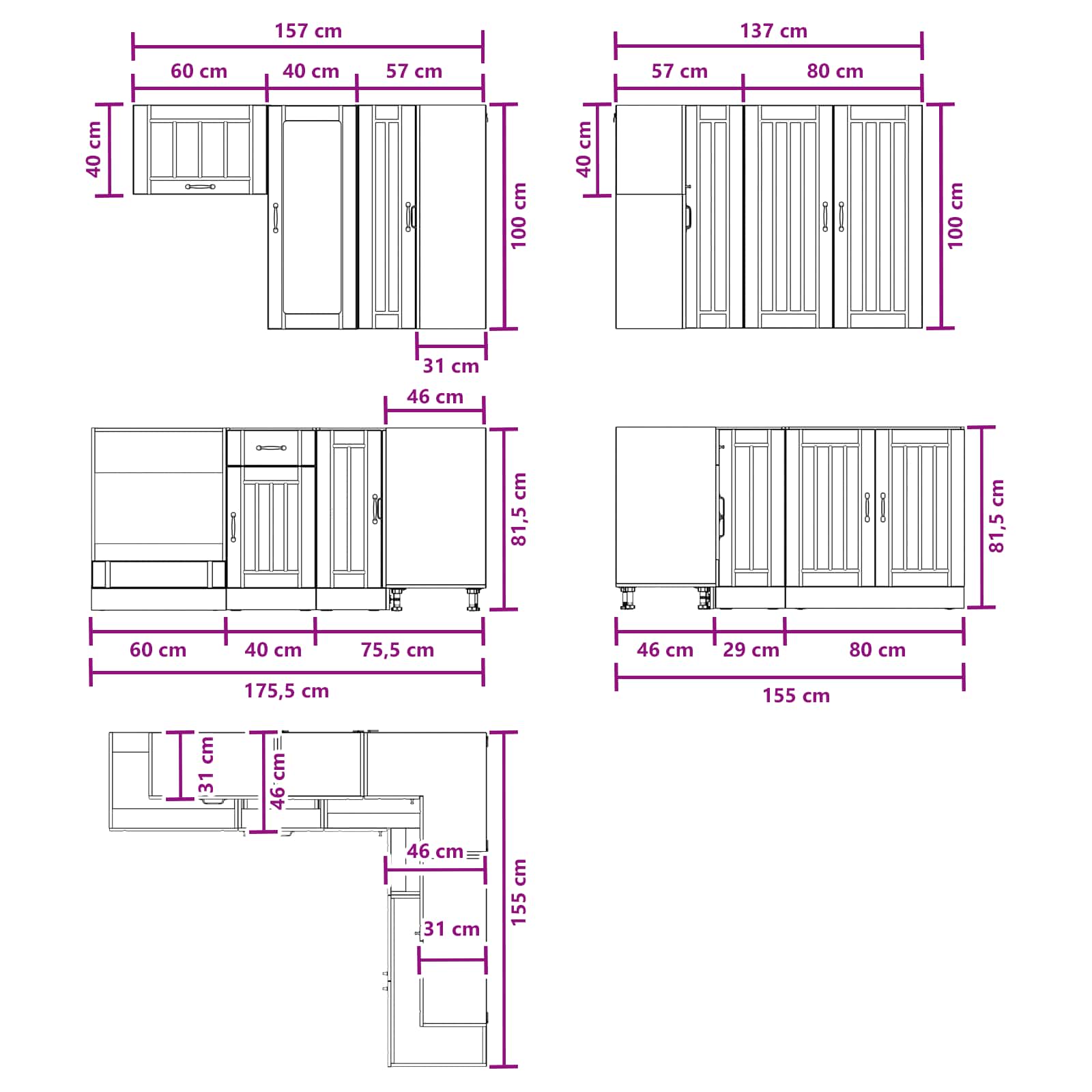 Keukenblok LUCCA 8 pcs Wit Bewerkt hout – afbeelding 9