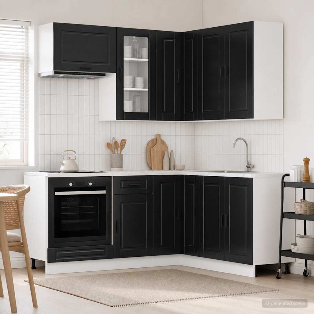Keukenblok PORTO 8 pcs Zwart Bewerkt hout – afbeelding 1