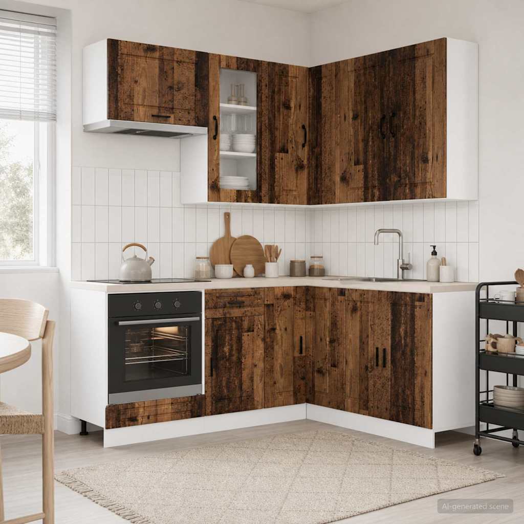 Keukenblok PORTO 8 pcs Oud hout Bewerkt hout