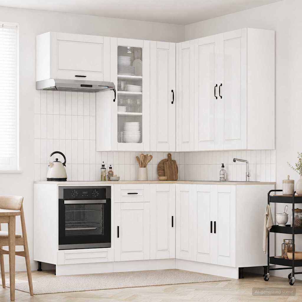 Keukenblok PORTO 8 pcs Hoogglans Wit Bewerkt hout