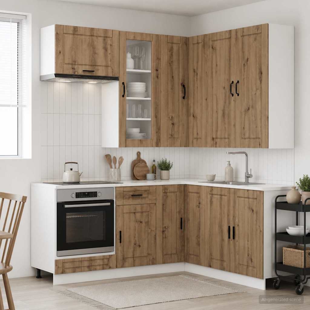 Keukenblok PORTO 8 st Artisanaal eiken Bewerkt hout
