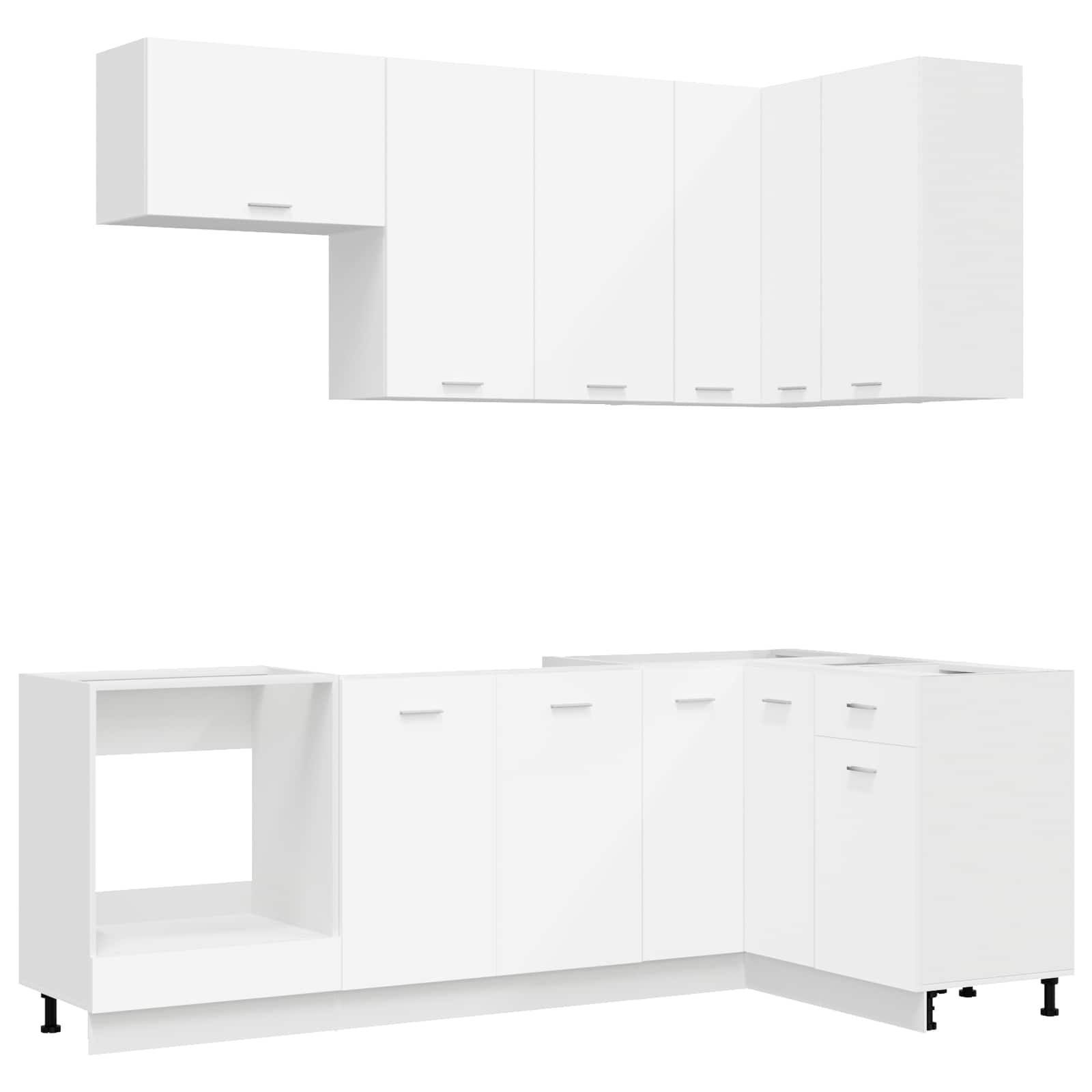 Keukenblok LYON 8 pcs Wit Bewerkt hout – afbeelding 2