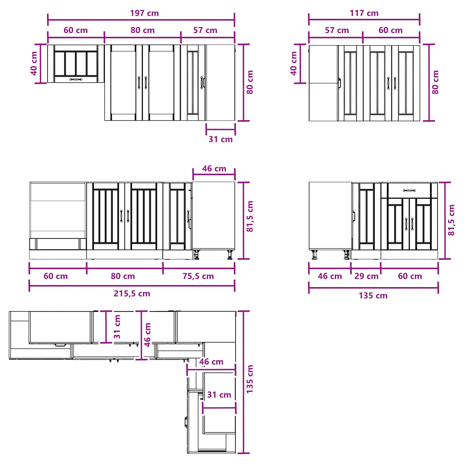 Keukenblok LUCCA 8 pcs Wit Bewerkt hout – afbeelding 8