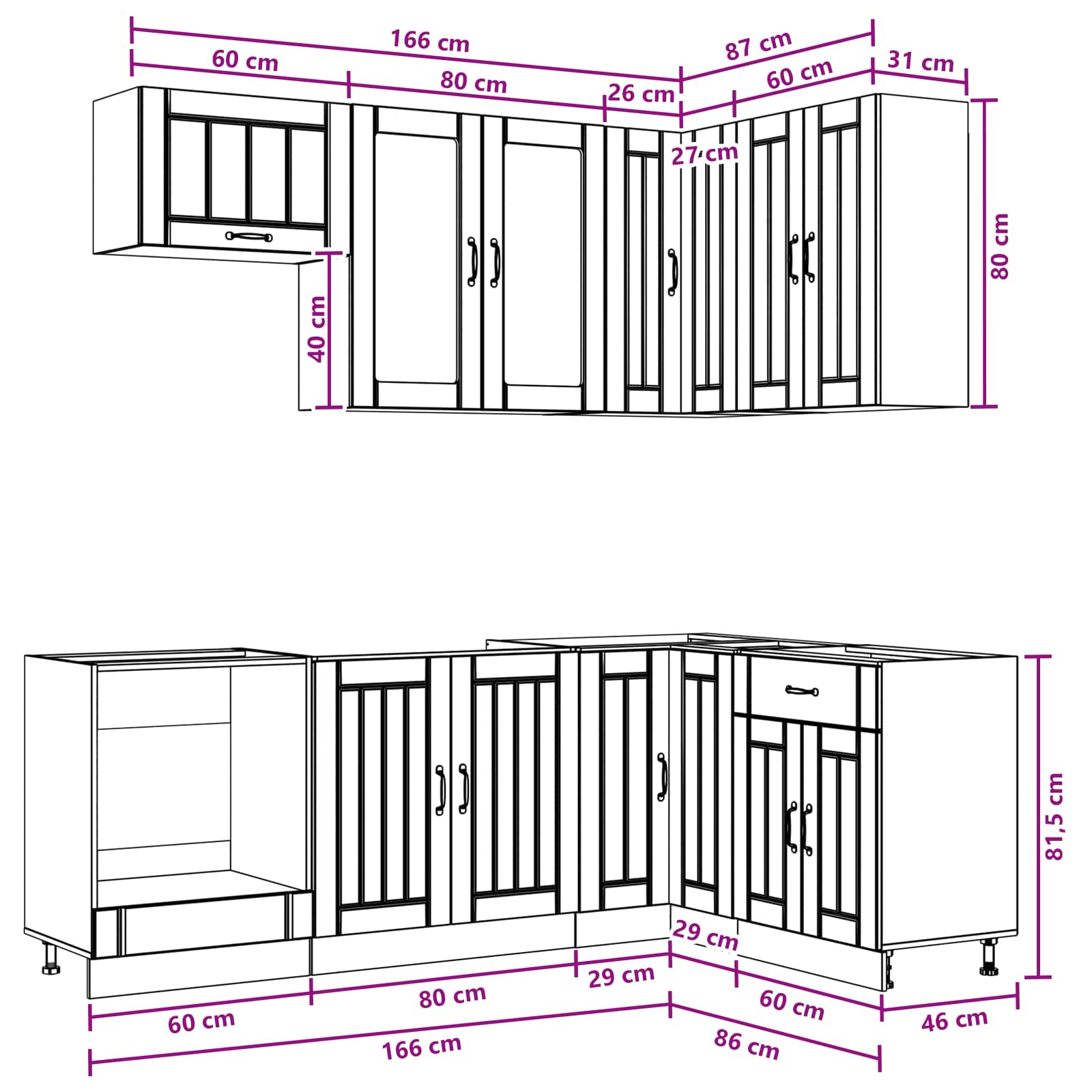 Keukenblok LUCCA 8 pcs Wit Bewerkt hout – afbeelding 9