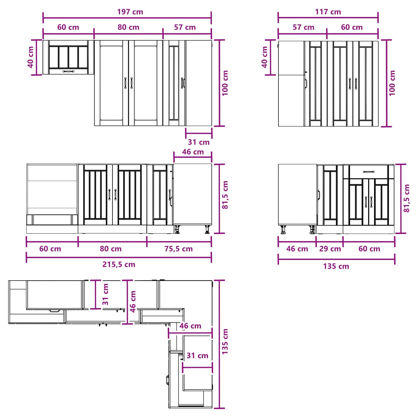 Keukenblok LUCCA 8 pcs Wit Bewerkt hout – afbeelding 8