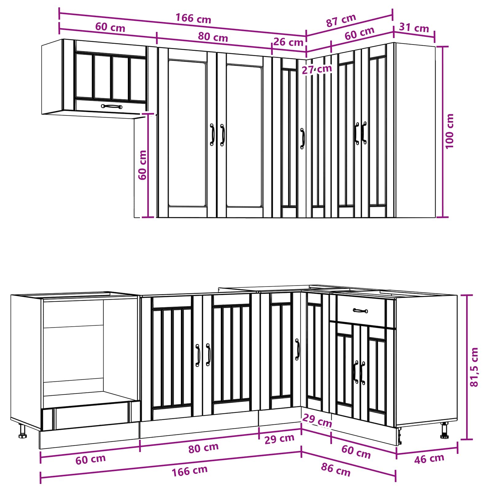 Keukenblok LUCCA 8 pcs Wit Bewerkt hout – afbeelding 9