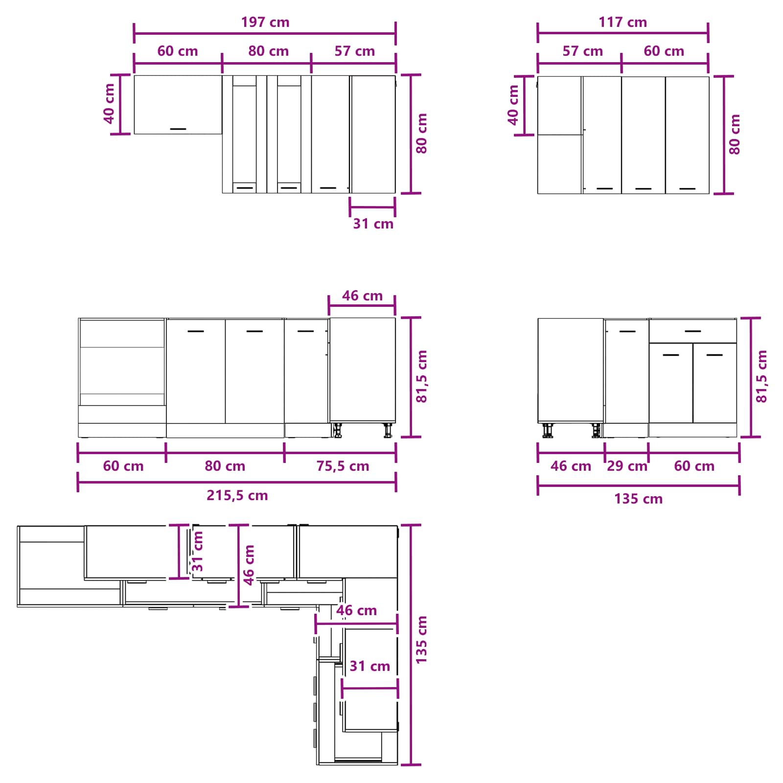 Keuken Eenheid LYON 8 pcs Wit Bewerkt hout – afbeelding 7
