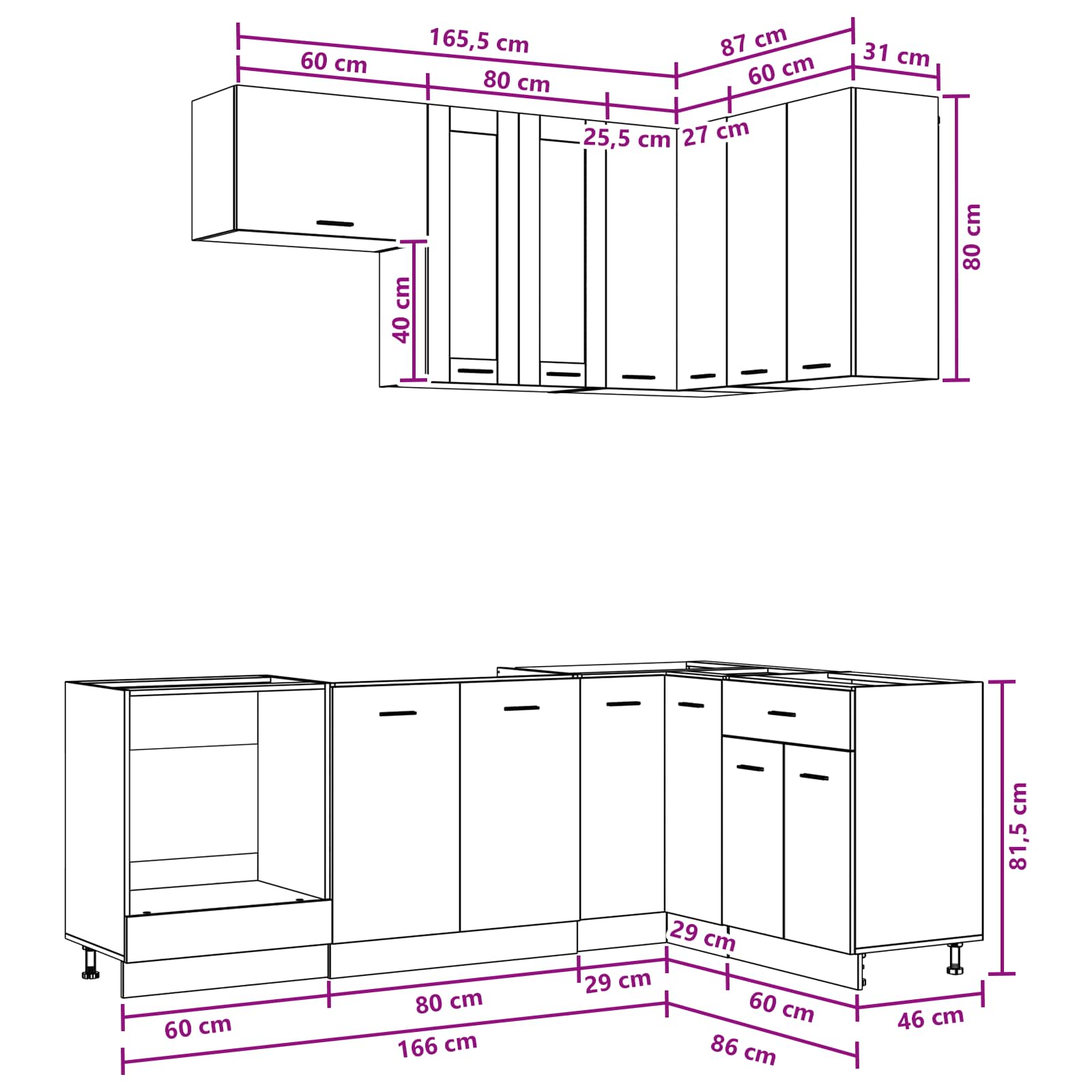 Keuken Eenheid LYON 8 pcs Wit Bewerkt hout – afbeelding 8