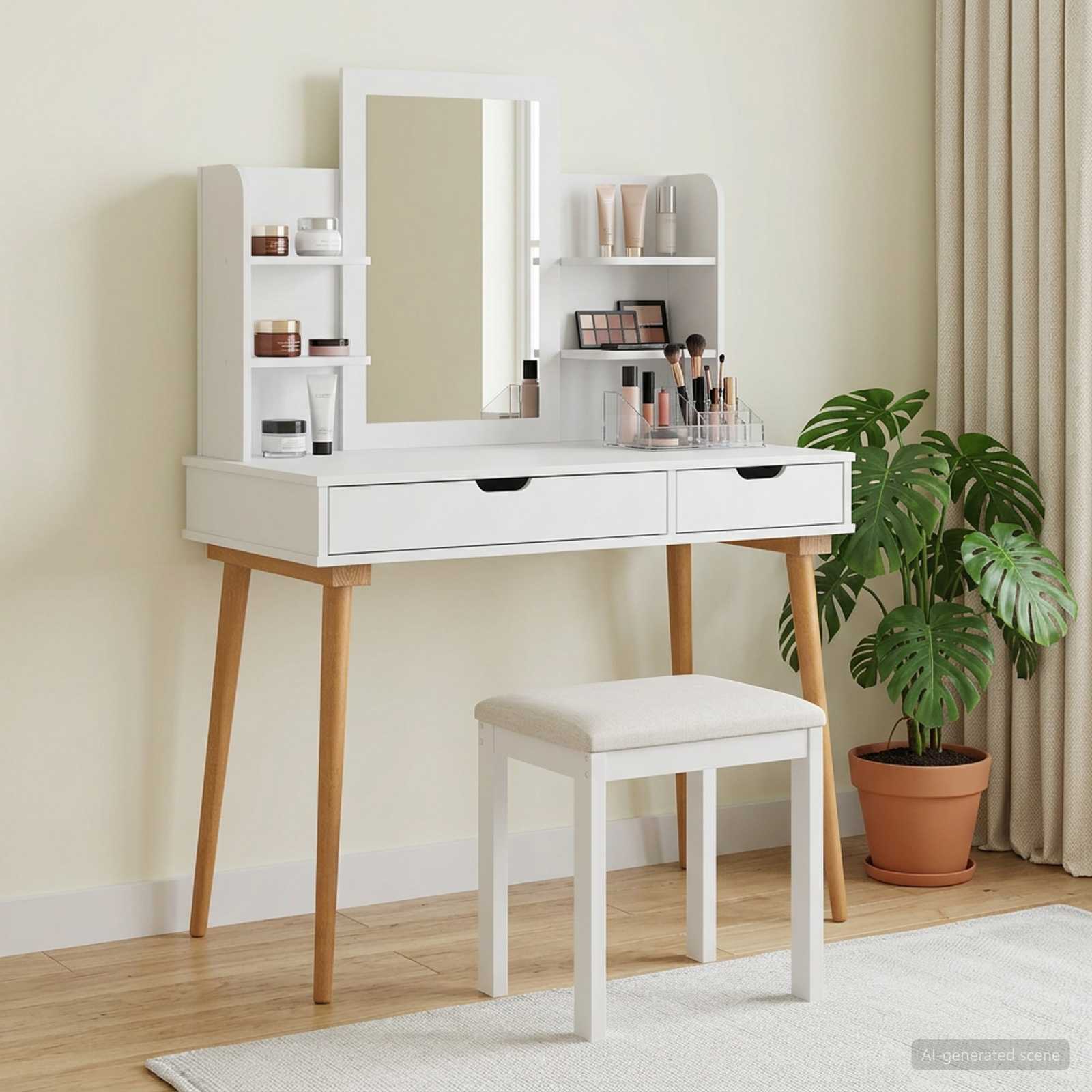 Toilettafel Set FAUSKE 4 pcs Wit 100 x 50 x 143 cm