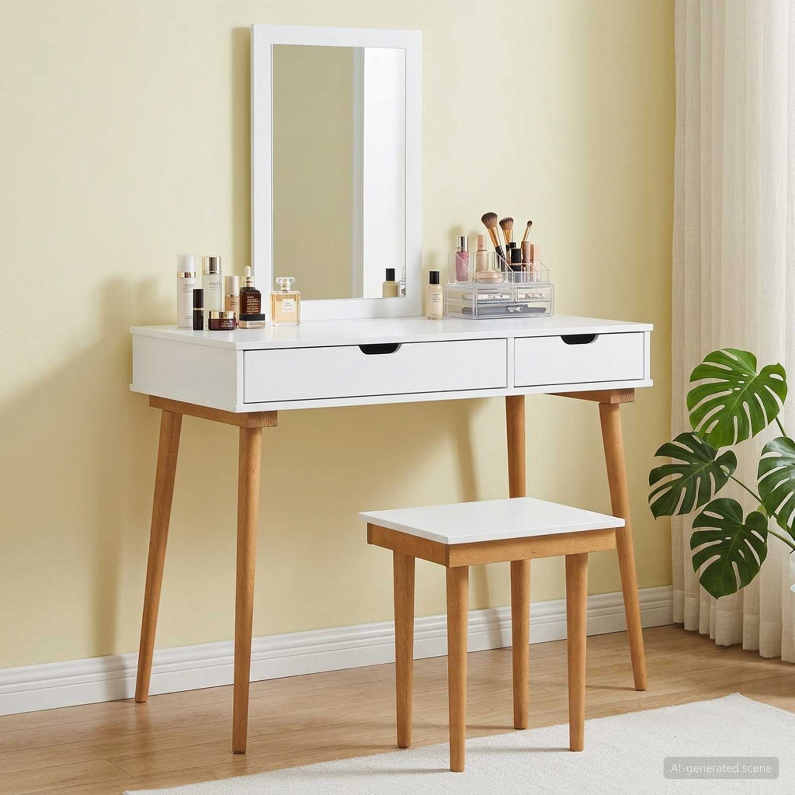 Toilettafel Set FAUSKE 3 pcs Wit 100 x 50 x 143 cm