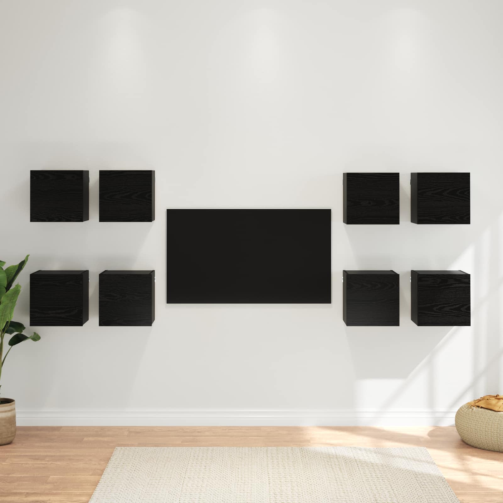 Wandgemonteerde TV-kast 8 pcs Zwart eiken 30,5 x 30 x 30 cm – afbeelding 1