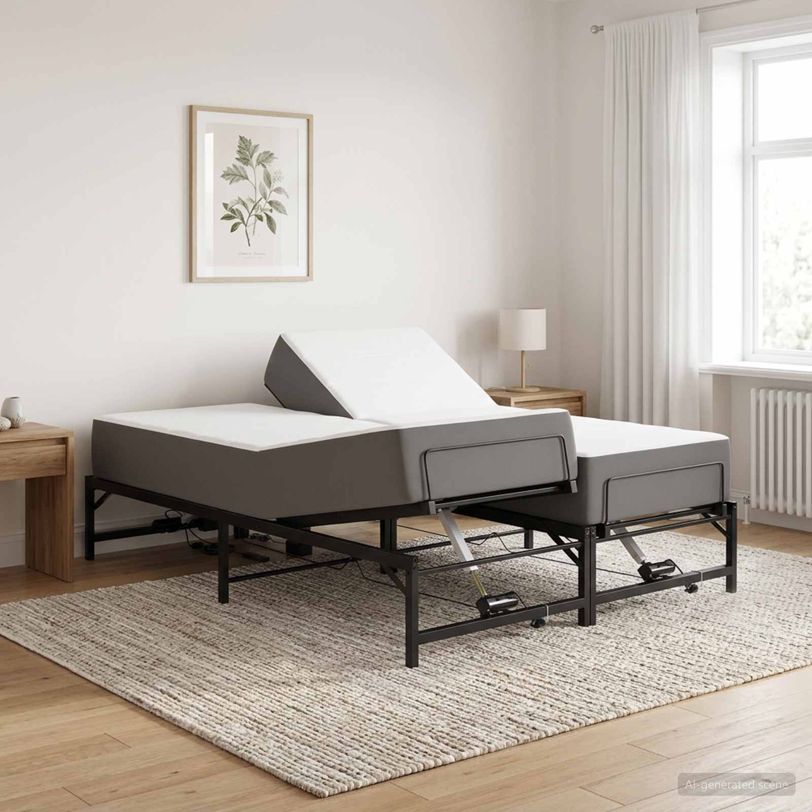 Elektrisch Verstelbaar Bedframe Zwart 140 x 200 cm Staal – afbeelding 1