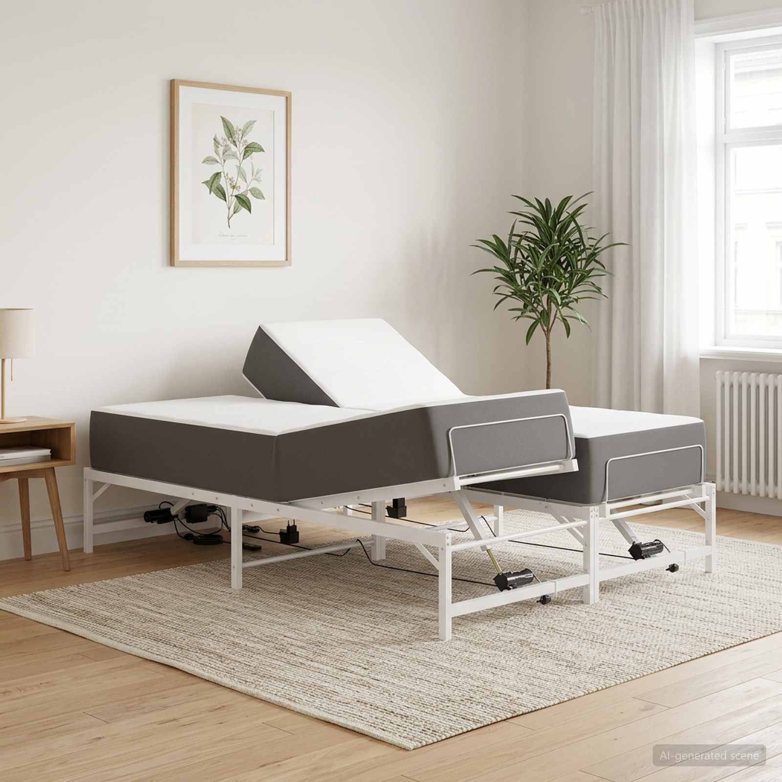 Elektrisch Verstelbaar Bedframe Wit 150 x 200 cm Staal – afbeelding 1