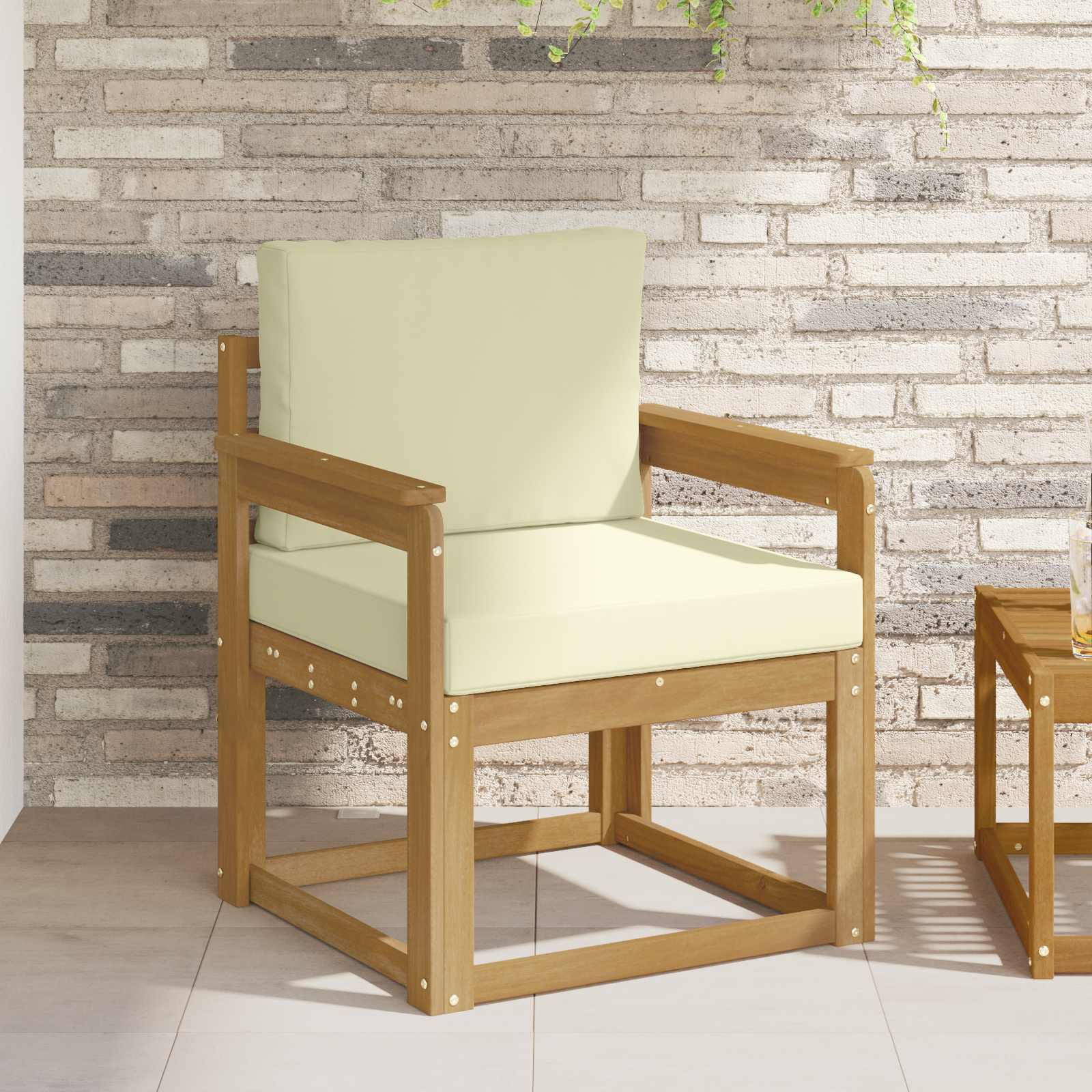 2 Stuk Buiten bankenset Polyester Wit en Crème – afbeelding 1