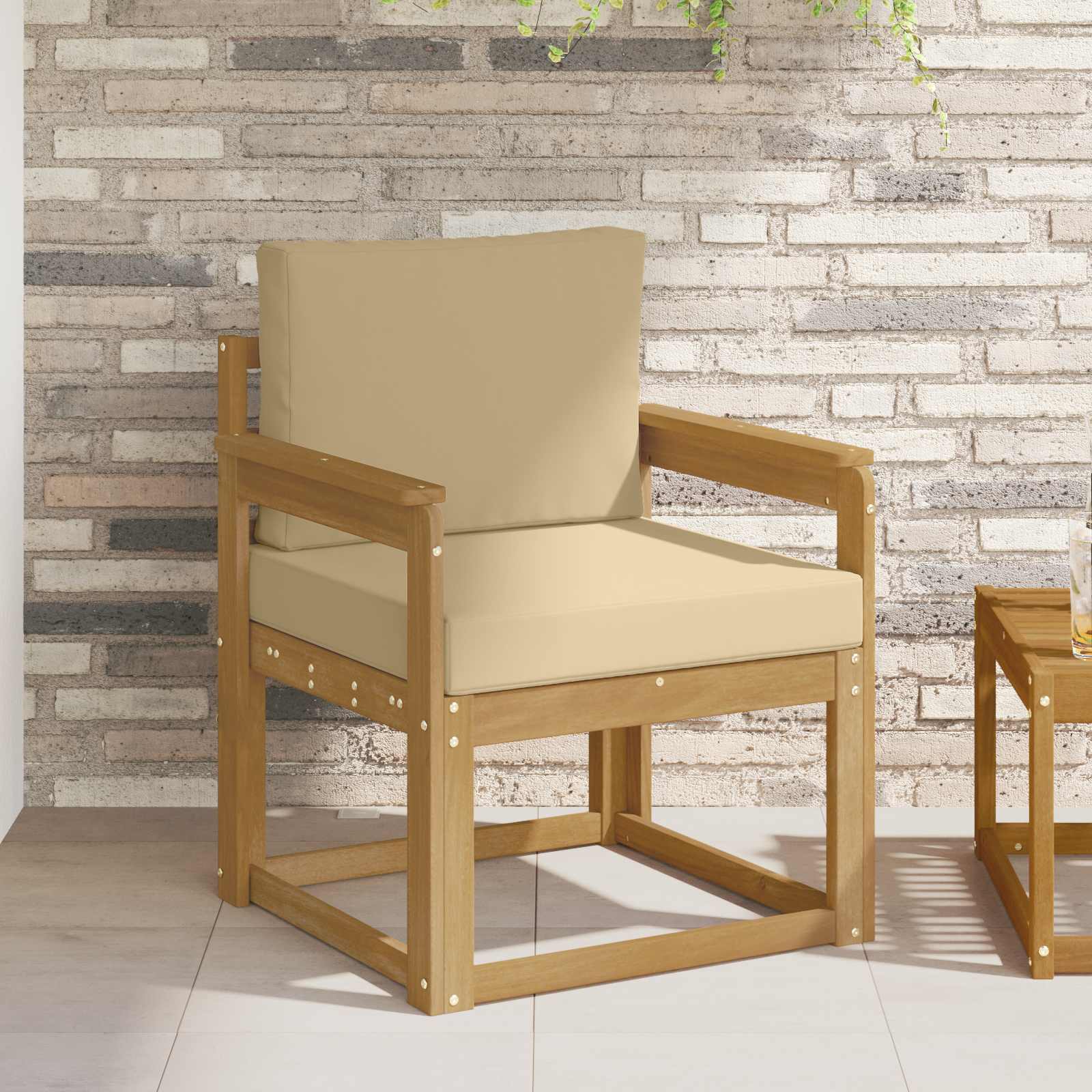 2 Stuk Buiten bankenset Polyester Wit en Beige – afbeelding 1