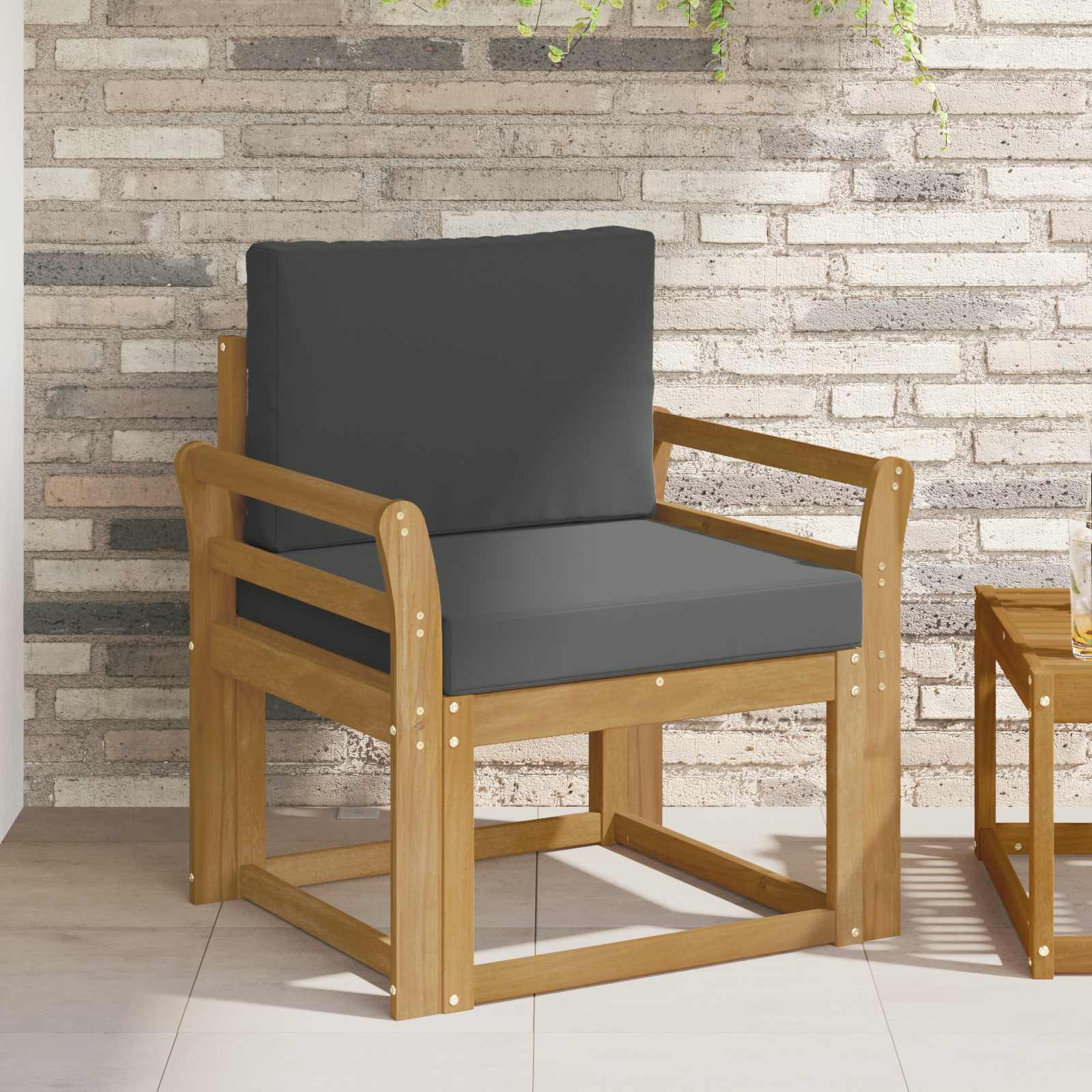 2 Stuk Buiten bankenset Polyester Wit en Anthraciet – afbeelding 1