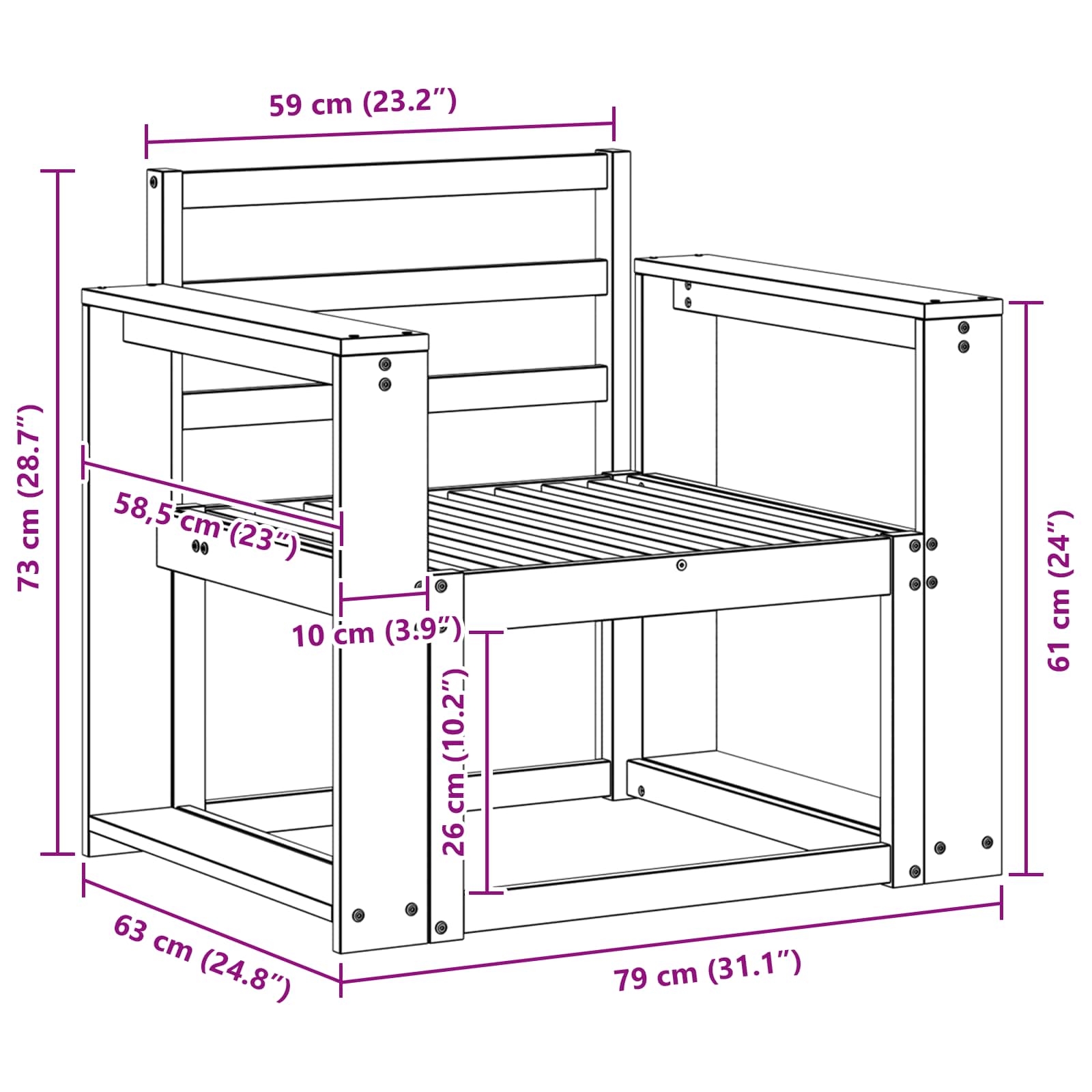 Buiten bankenset Massief Acaciahout Wit – afbeelding 8