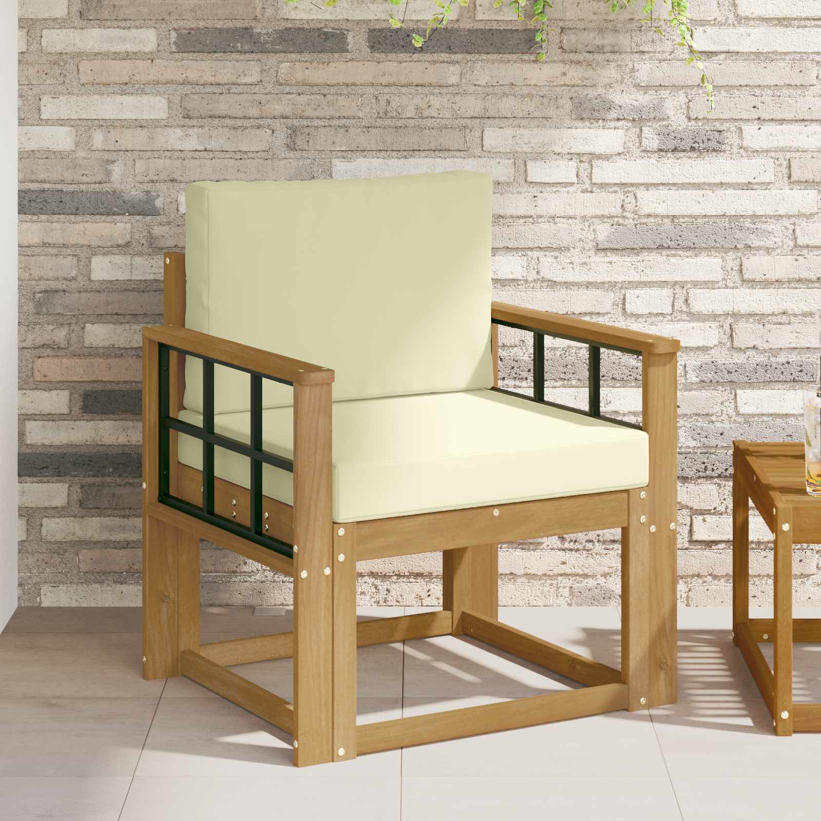 2 Stuk Buiten bankenset Polyester Wit en Crème – afbeelding 1