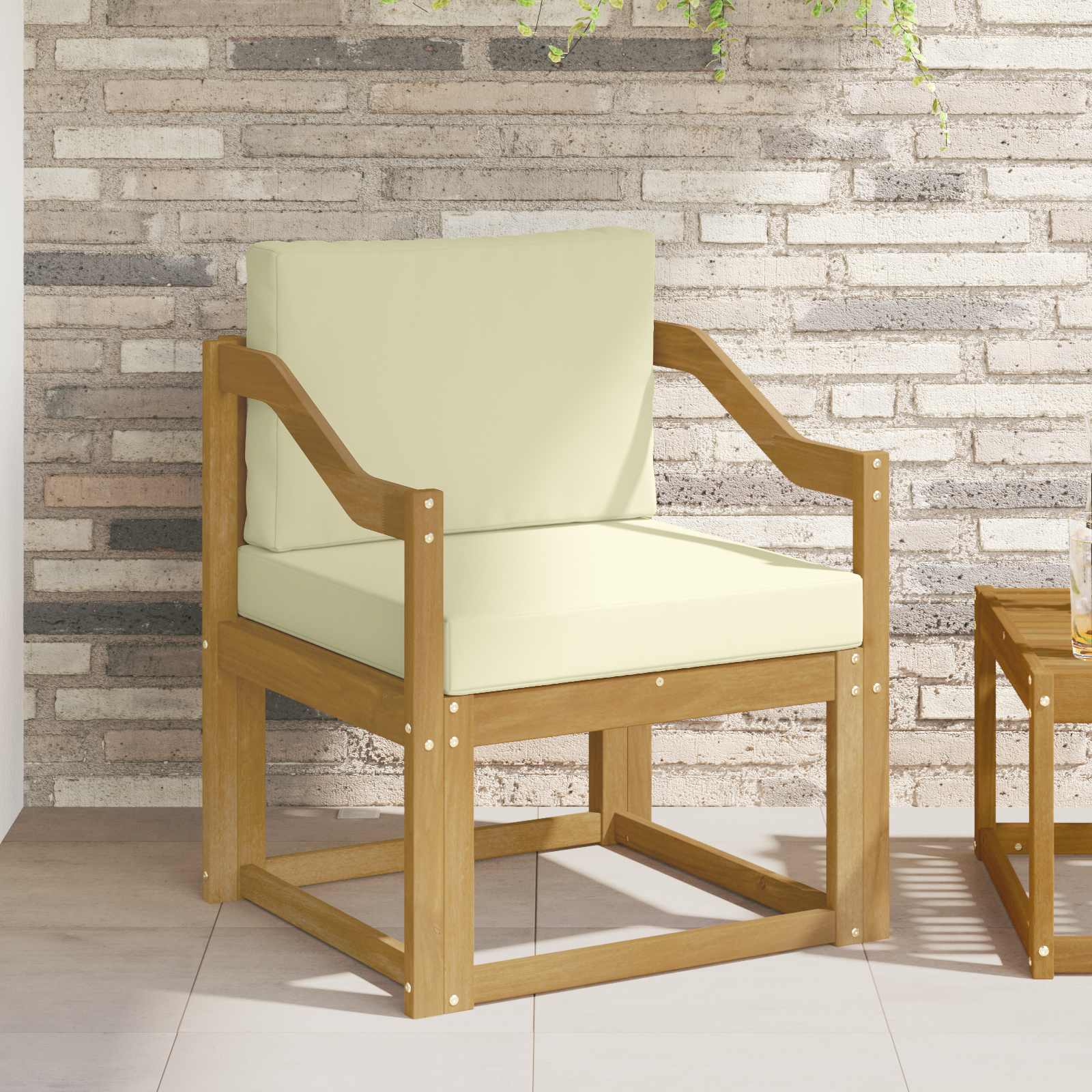 2 Stuk Buiten bankenset Polyester Wit en Crème – afbeelding 1