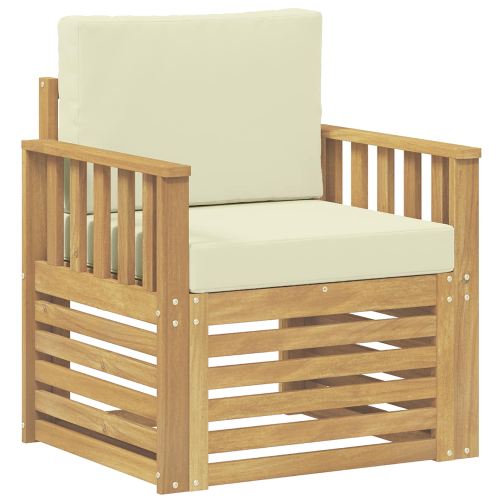 2 Stuk Buiten bankenset Polyester Wit en Crème – afbeelding 2