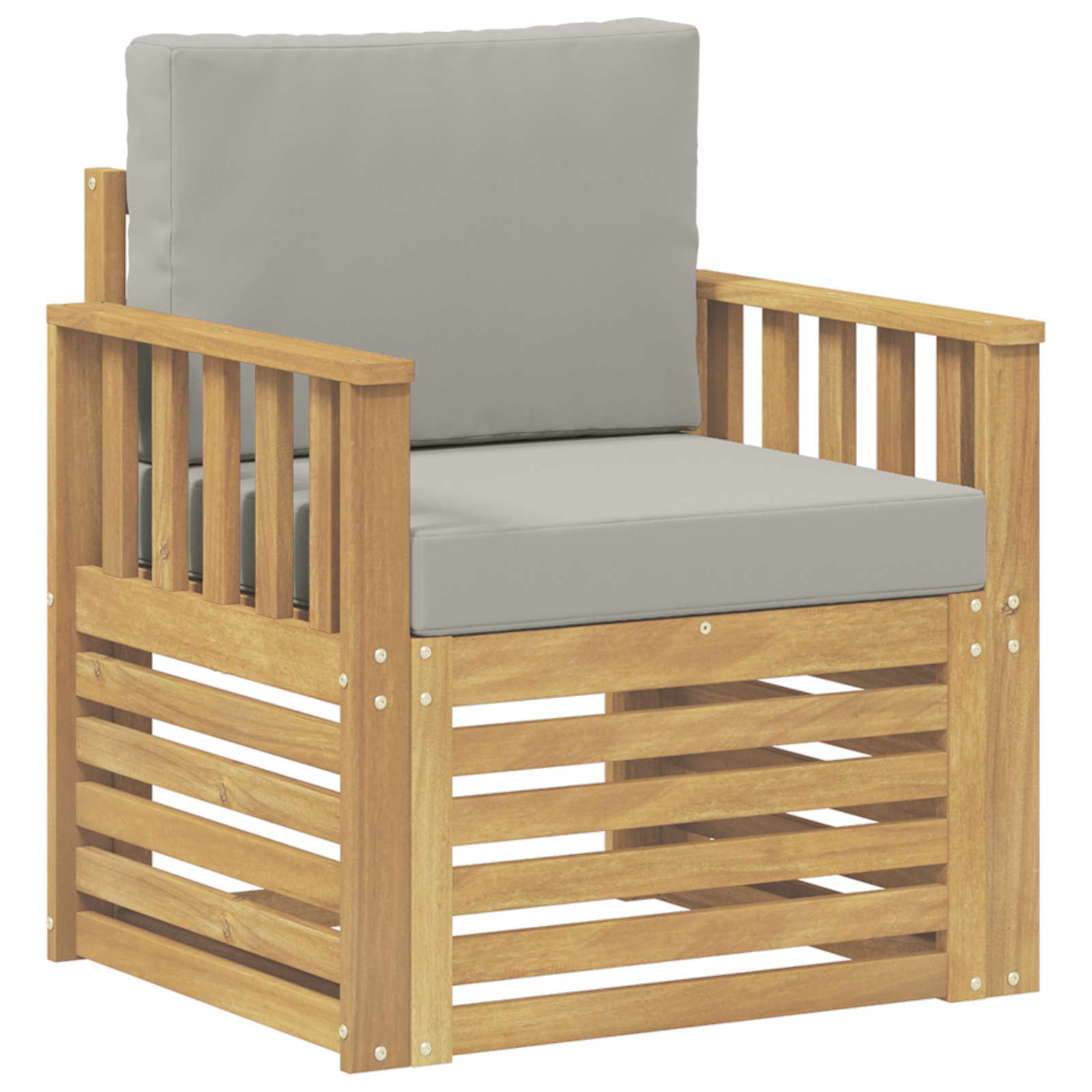 2 Stuk Buiten bankenset Polyester Wit en Lichtgrijs – afbeelding 2
